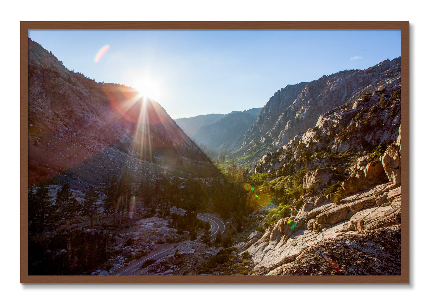 Framed photograph of Sierra Nevadas by Dylan Ozanich, Walnut frame, Full Bleed