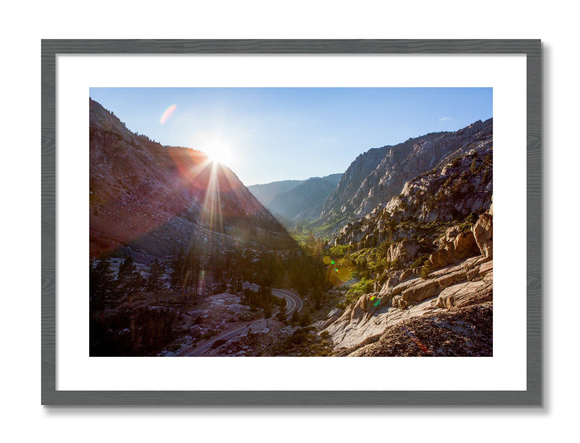 Framed photograph of Sierra Nevadas by Dylan Ozanich, Grey frame, Borders