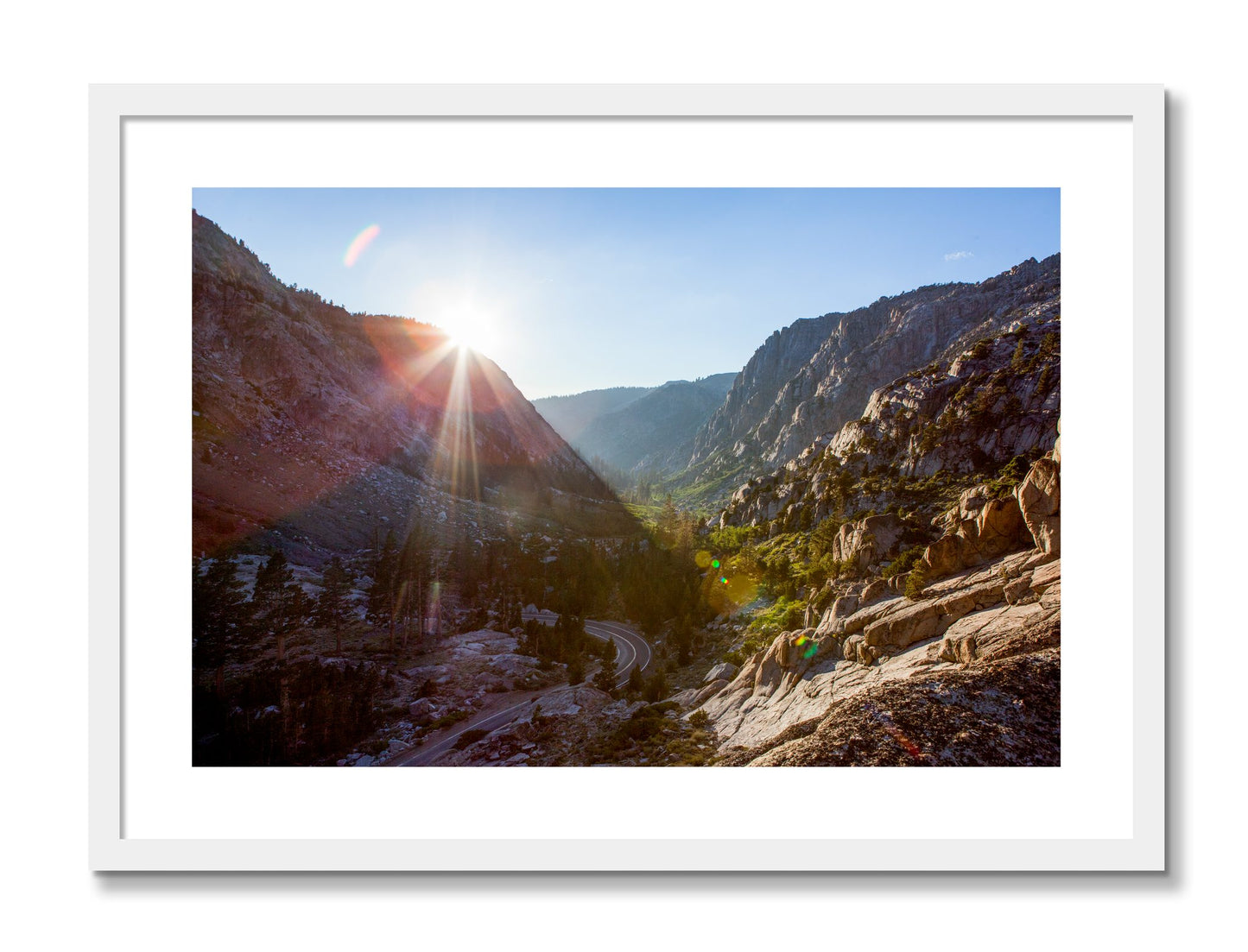 Framed photograph of Sierra Nevadas by Dylan Ozanich, White frame, Borders