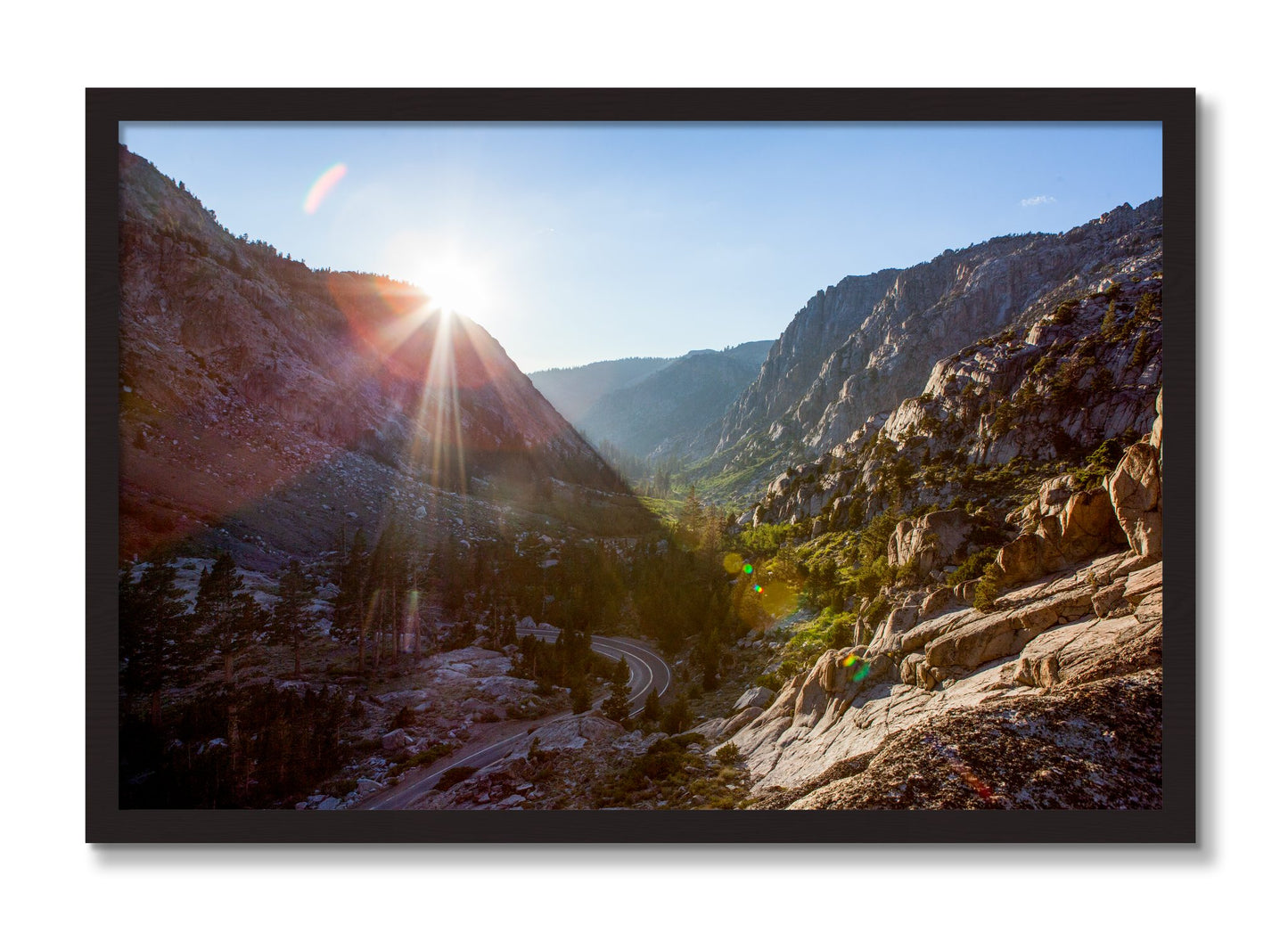Framed photograph of Sierra Nevadas by Dylan Ozanich, Black Walnut frame, Full Bleed