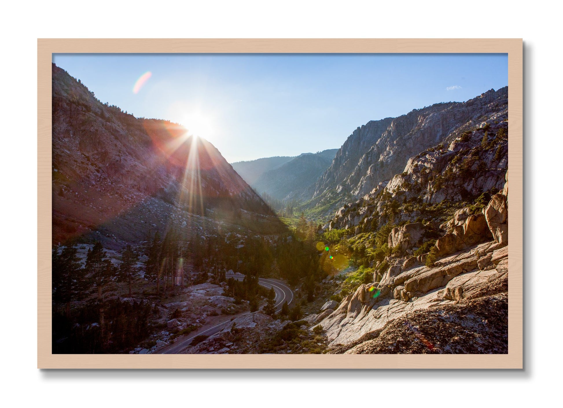 Framed photograph of Sierra Nevadas by Dylan Ozanich, Maple frame, Full Bleed