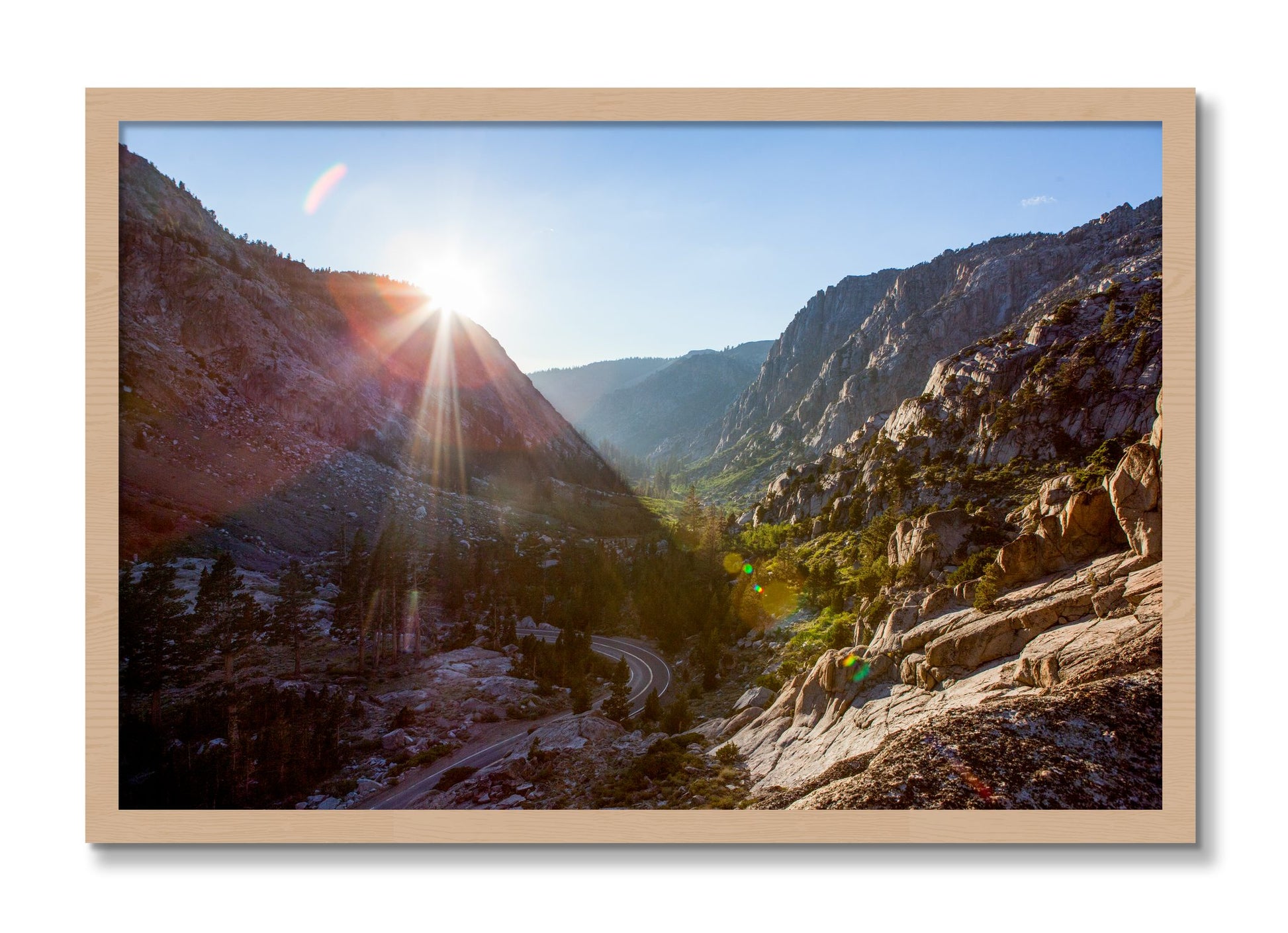 Framed photograph of Sierra Nevadas by Dylan Ozanich, Oak frame, Full Bleed