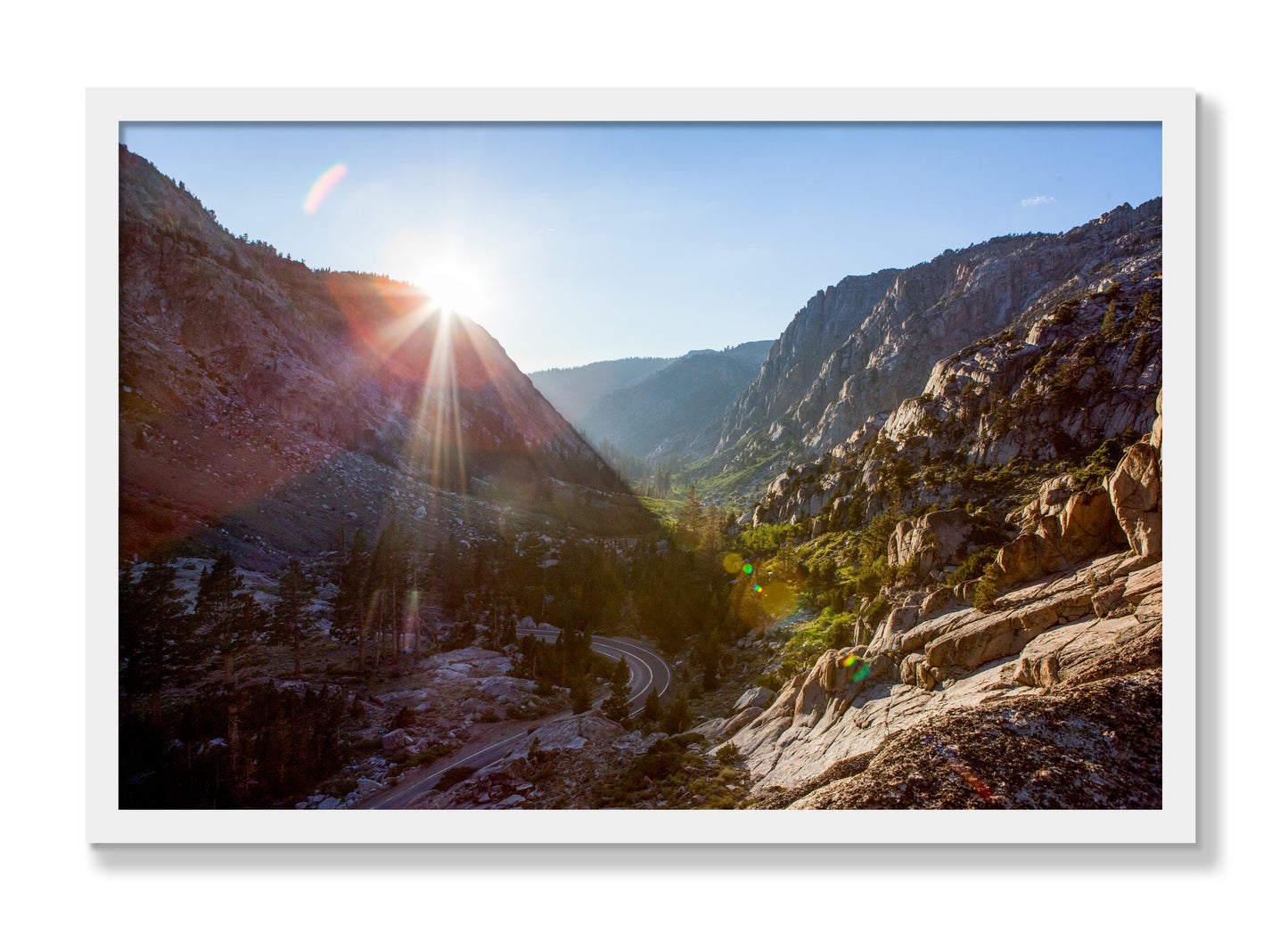 Framed photograph of Sierra Nevadas by Dylan Ozanich, White frame, Full Bleed