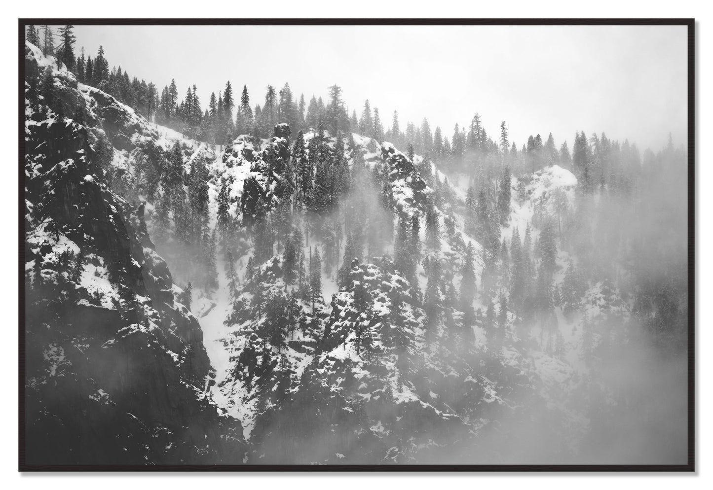 SIerra Snow by Dylan Ozanich, 48×72 Full Bleed Print in a Black Walnut frame