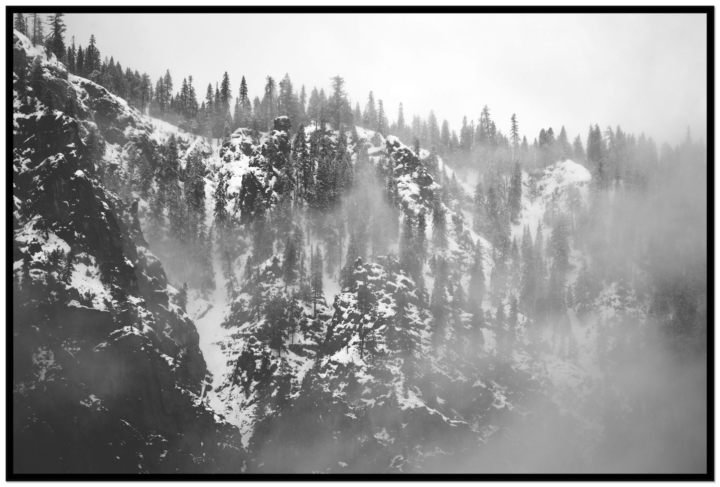 SIerra Snow by Dylan Ozanich, 48×72 Full Bleed Print in a Black frame