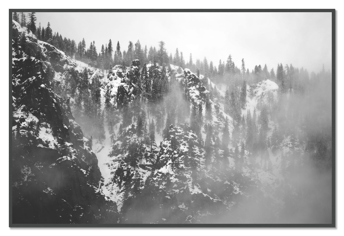 SIerra Snow by Dylan Ozanich, 48×72 Full Bleed Print in a Grey frame