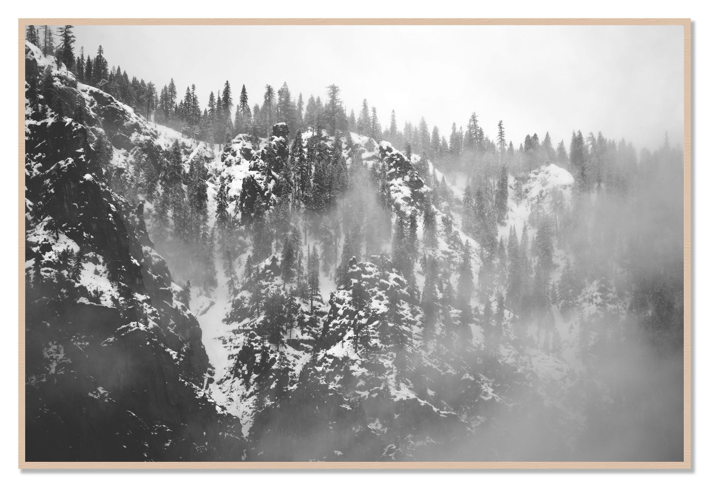 SIerra Snow by Dylan Ozanich, 48×72 Full Bleed Print in a Maple frame