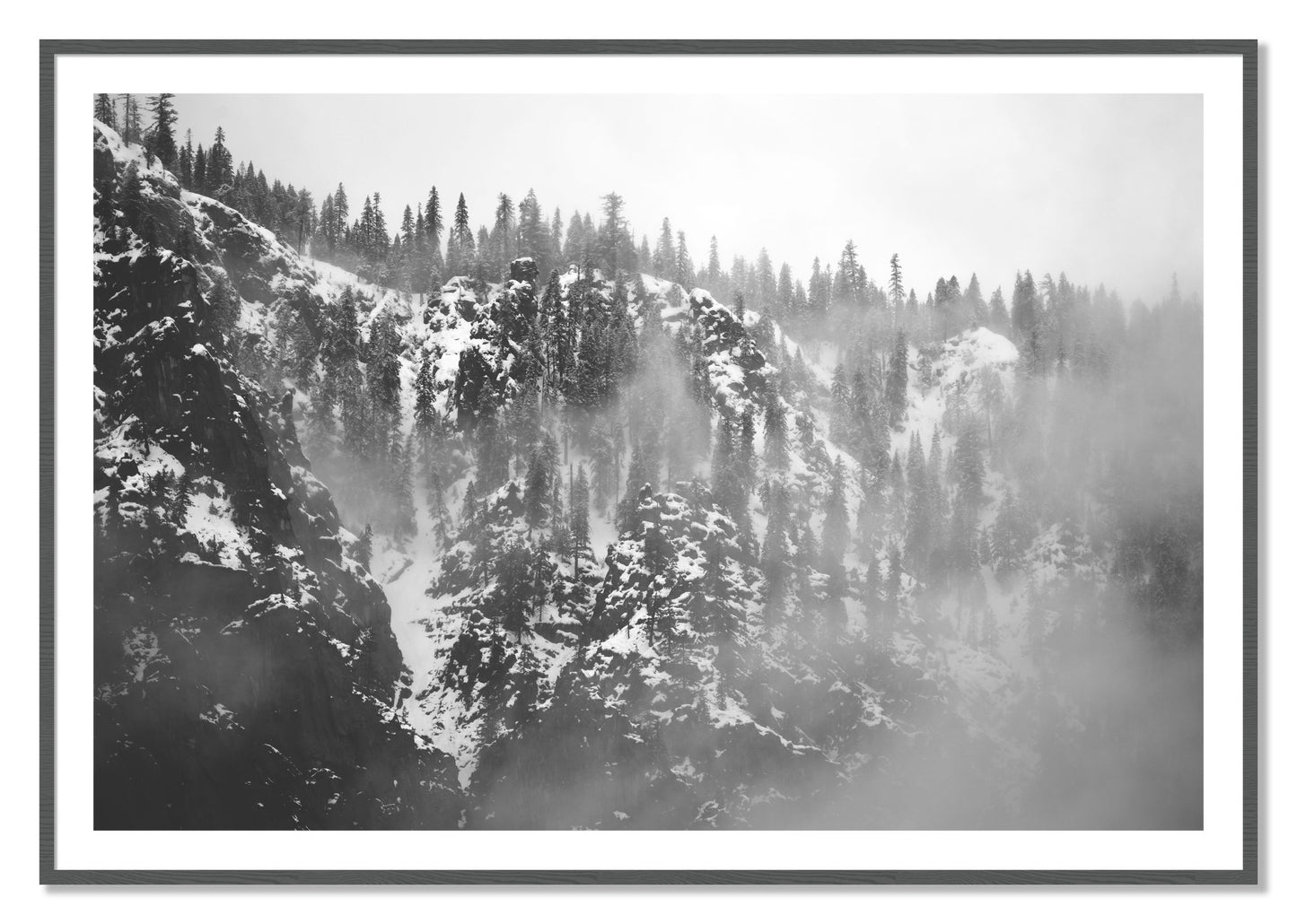 Framed photograph of SIerra Snow by Dylan Ozanich, Grey frame, Borders