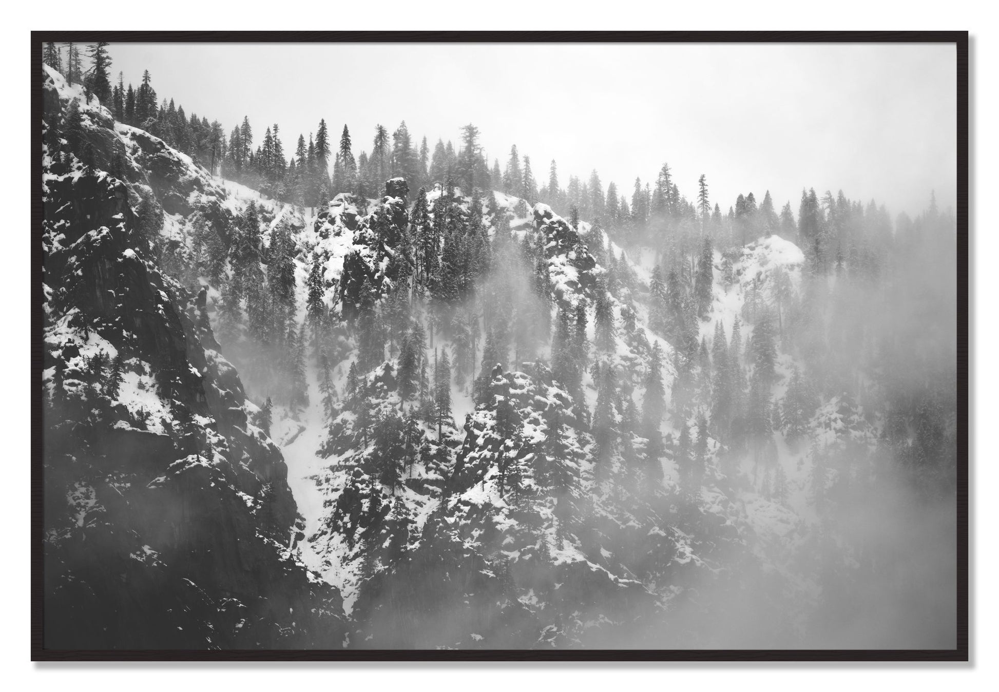 Framed photograph of SIerra Snow by Dylan Ozanich, Black Walnut frame, Full Bleed