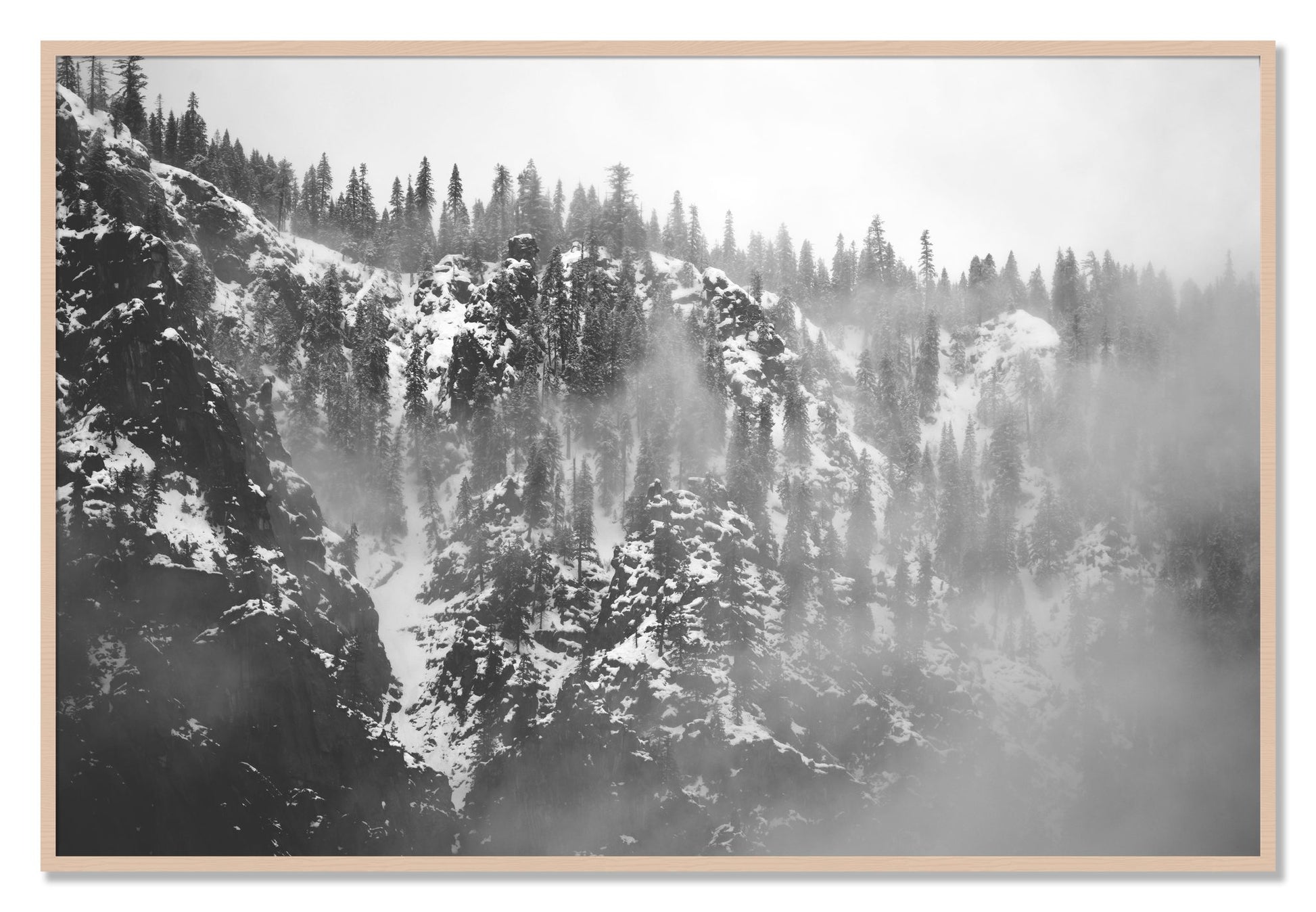 Framed photograph of SIerra Snow by Dylan Ozanich, Maple frame, Full Bleed