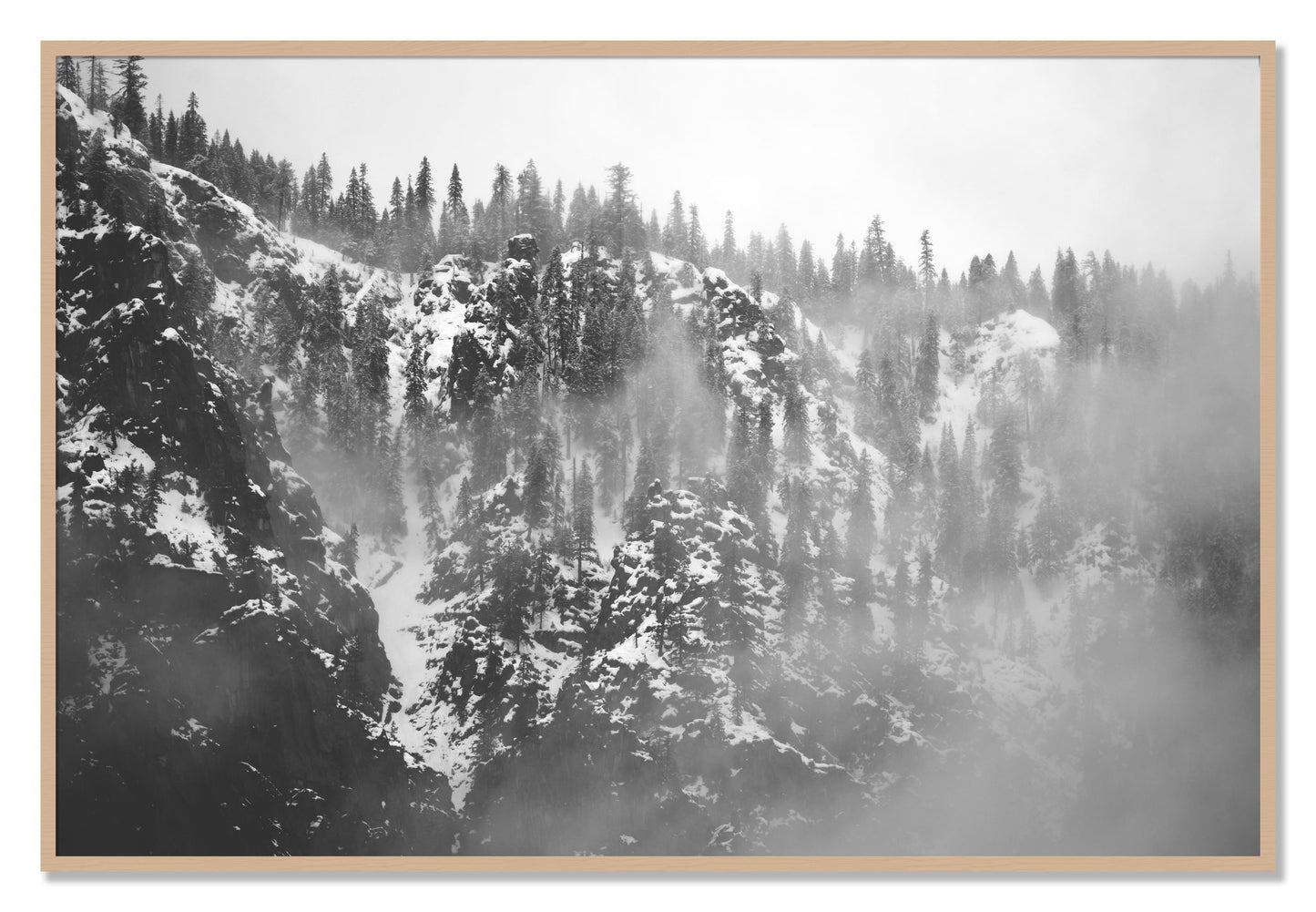 Framed photograph of SIerra Snow by Dylan Ozanich, Oak frame, Full Bleed