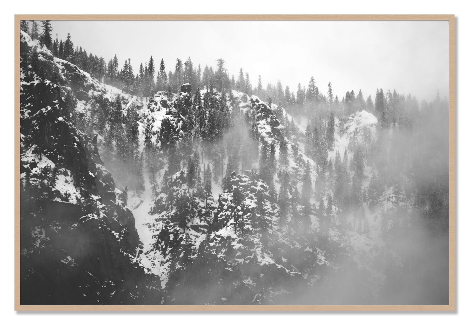 Framed photograph of SIerra Snow by Dylan Ozanich, Oak frame, Full Bleed