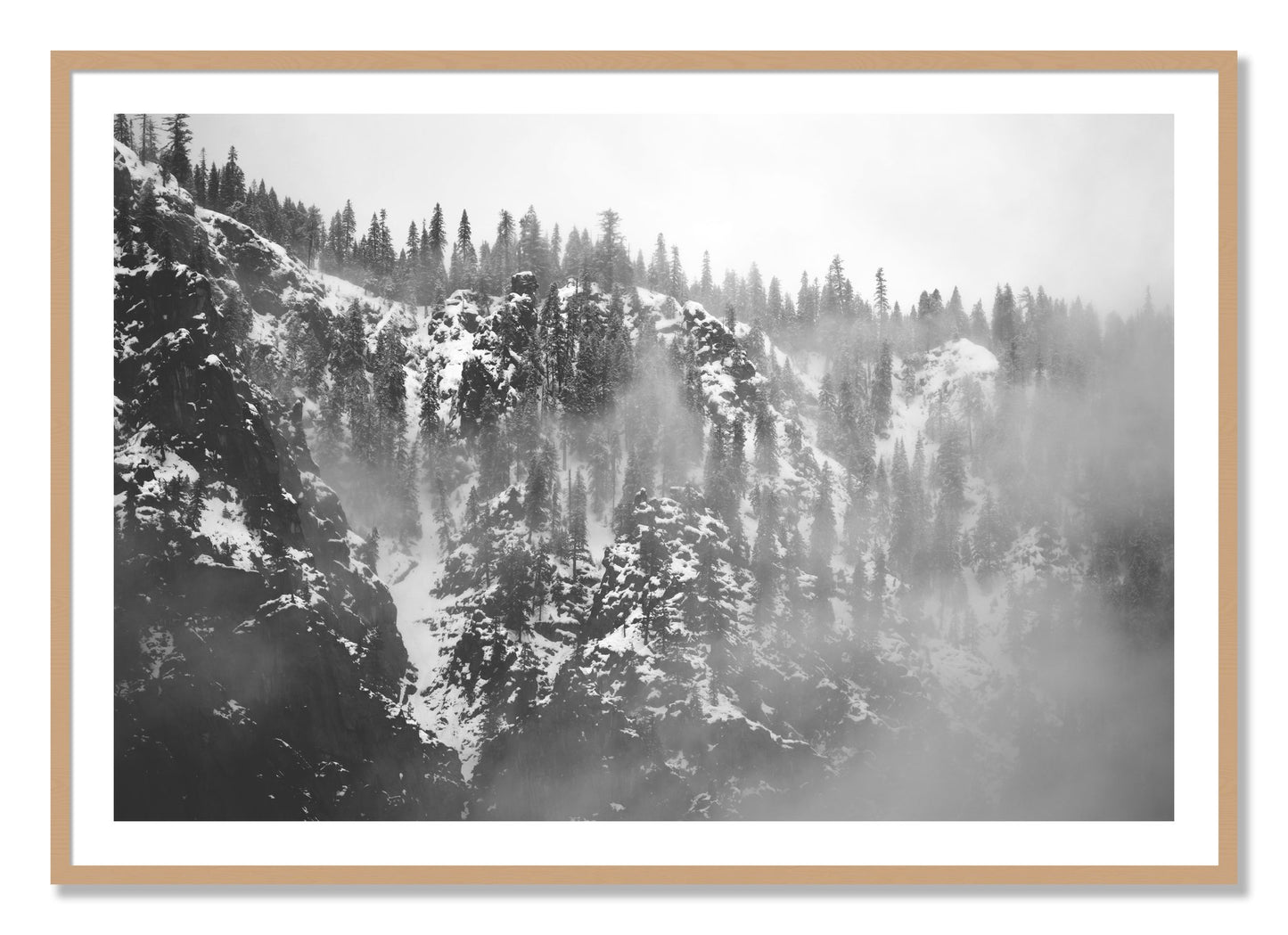 Framed photograph of SIerra Snow by Dylan Ozanich, Oak frame, Borders
