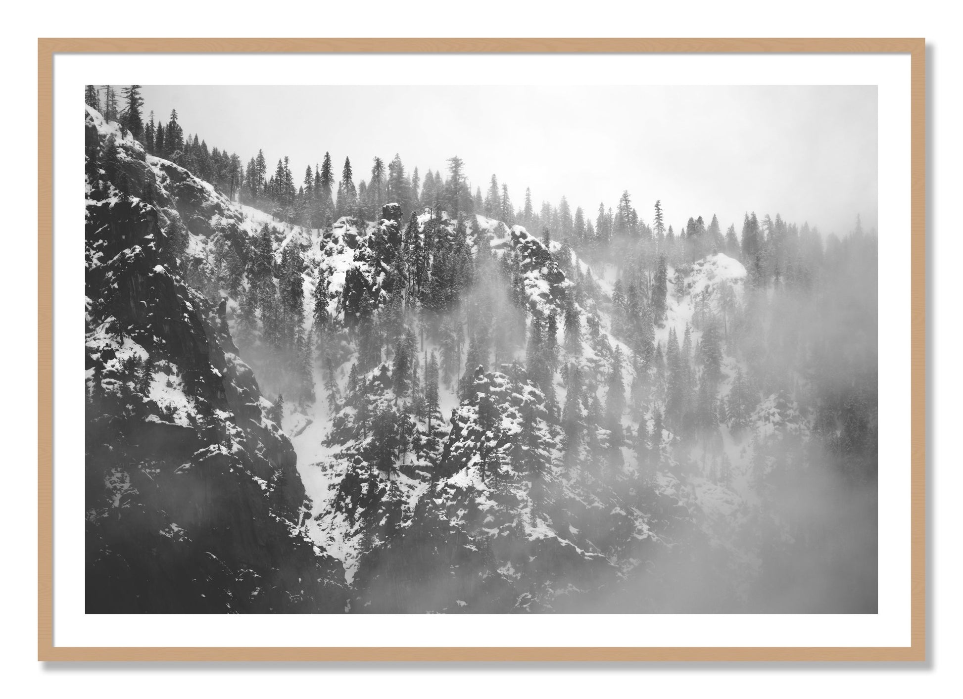 Framed photograph of SIerra Snow by Dylan Ozanich, Oak frame, Borders