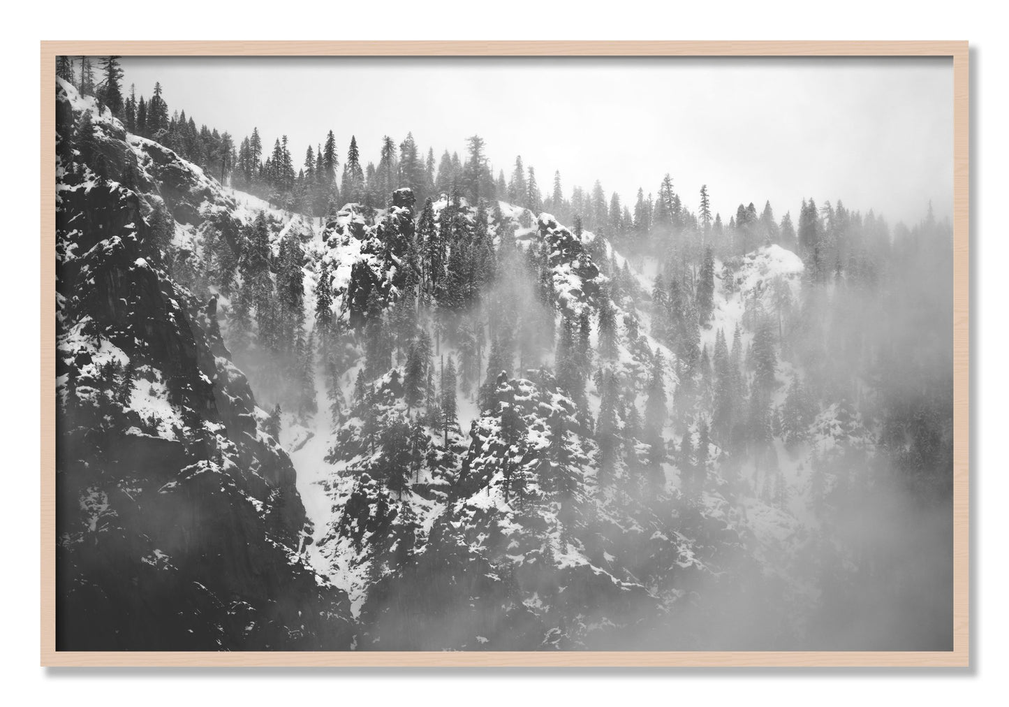 Framed photograph of SIerra Snow by Dylan Ozanich, Maple frame, Full Bleed