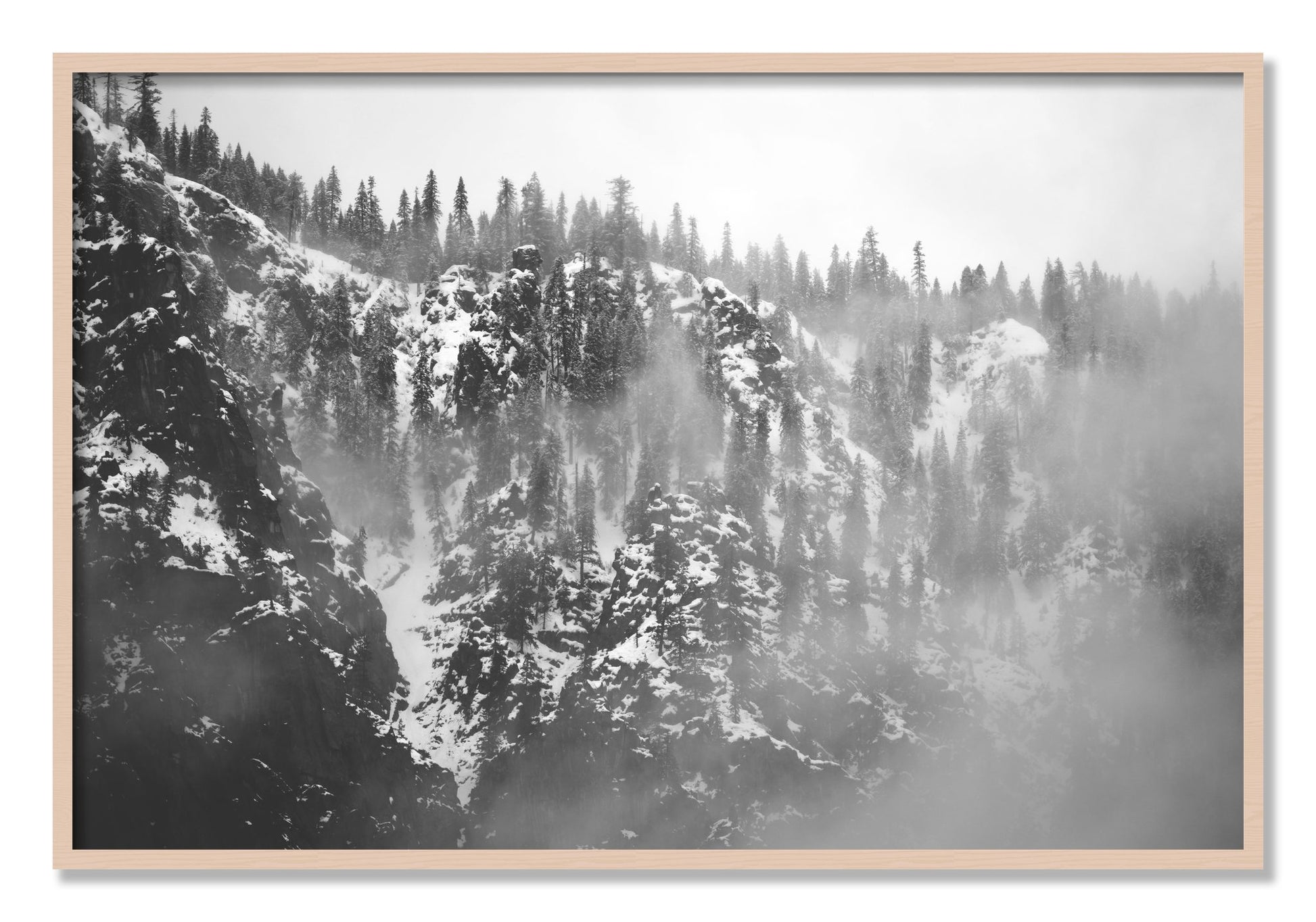 Framed photograph of SIerra Snow by Dylan Ozanich, Maple frame, Full Bleed
