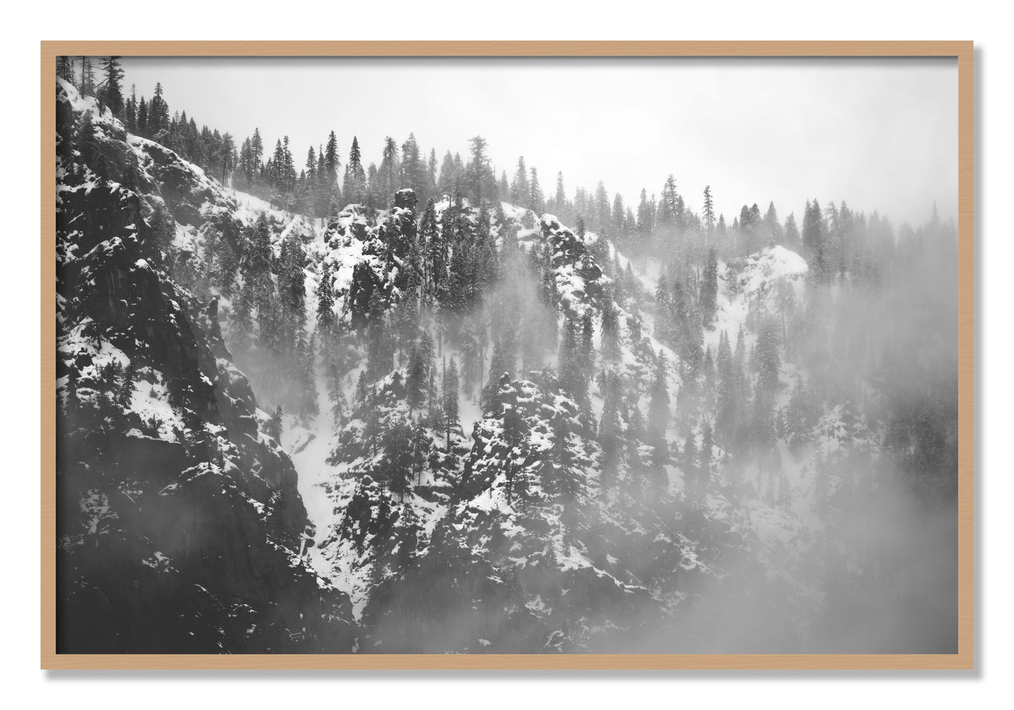Framed photograph of SIerra Snow by Dylan Ozanich, Oak frame, Full Bleed