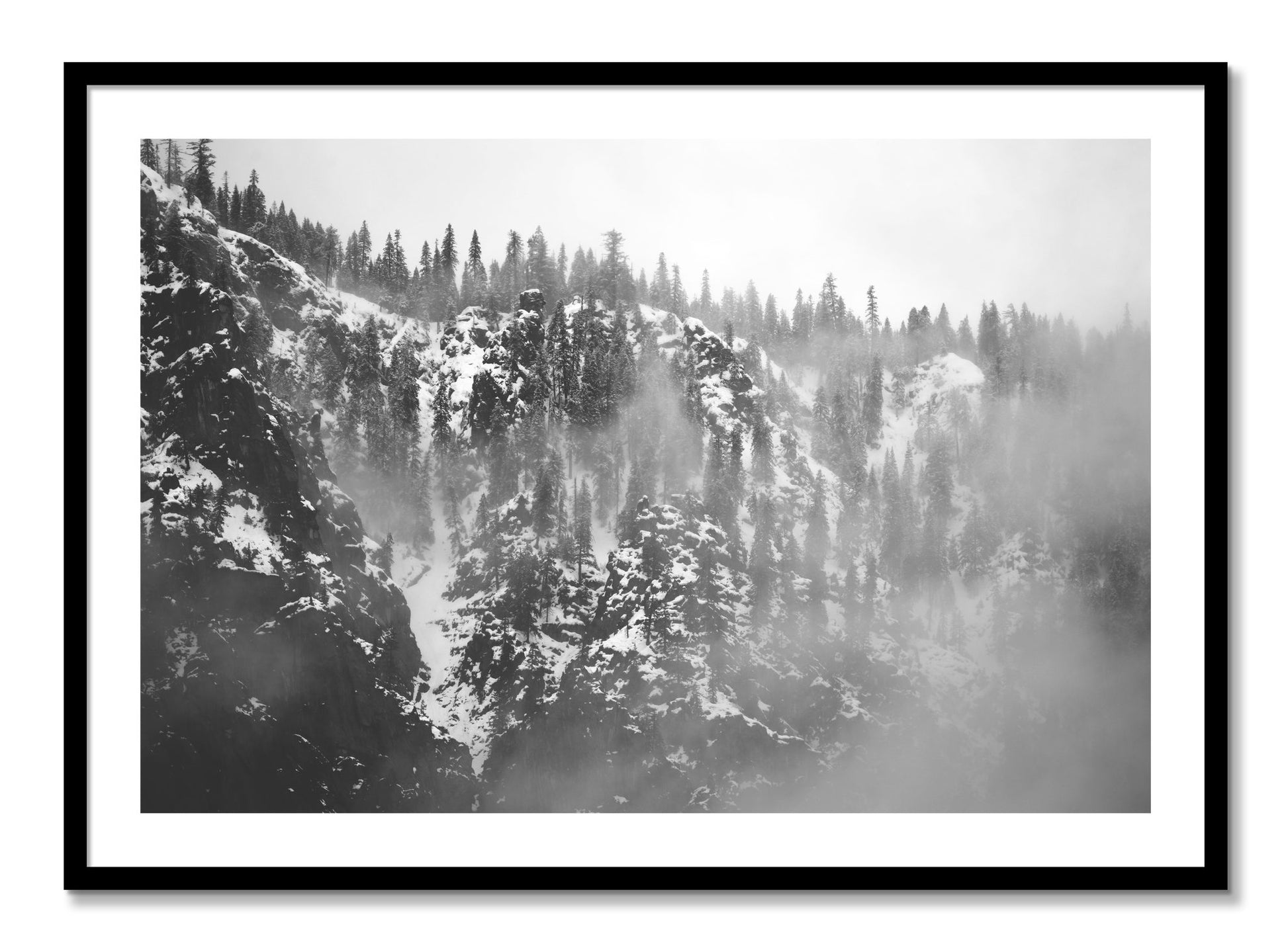 Framed photograph of SIerra Snow by Dylan Ozanich, Black frame, Borders
