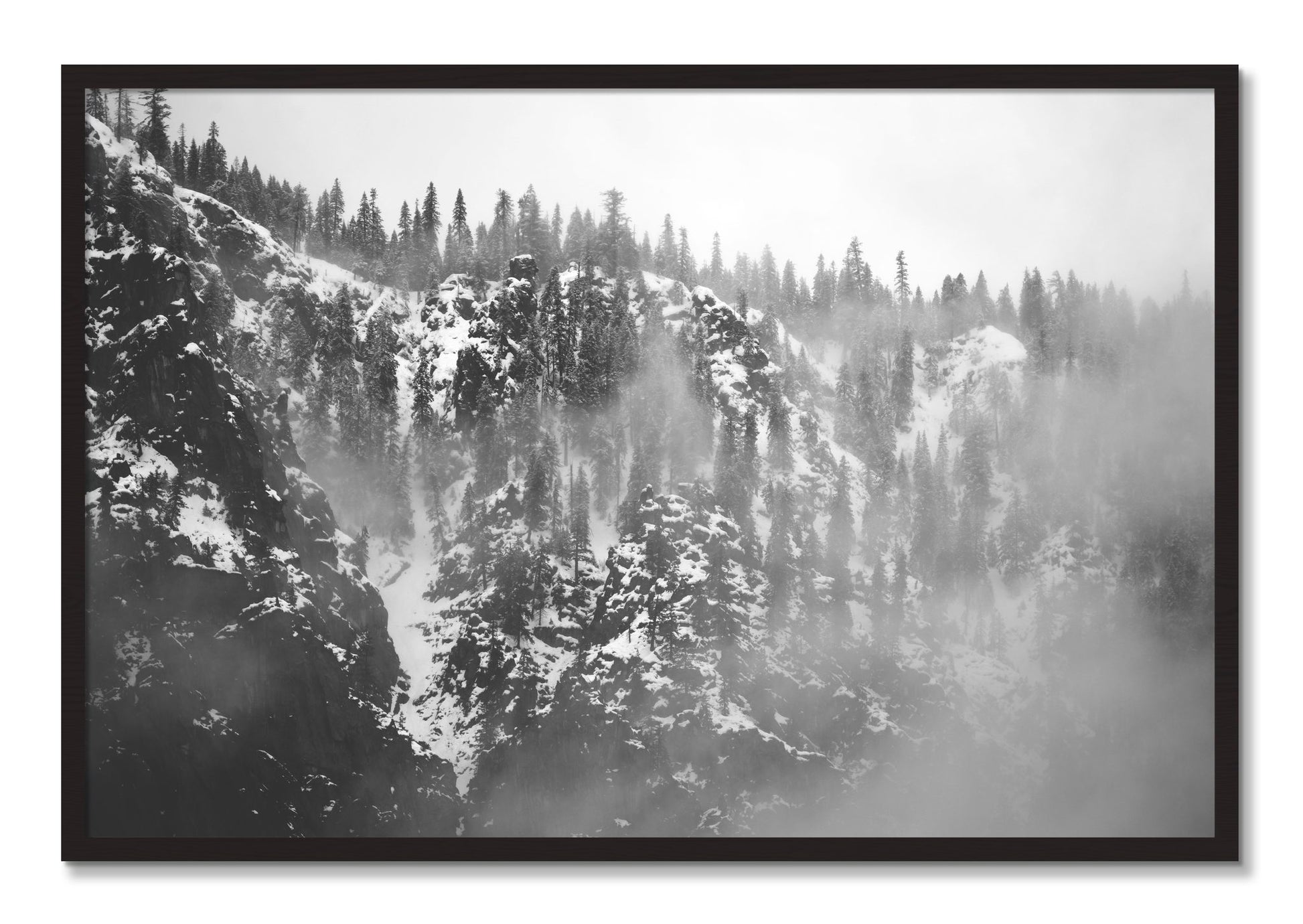 Framed photograph of SIerra Snow by Dylan Ozanich, Black Walnut frame, Full Bleed