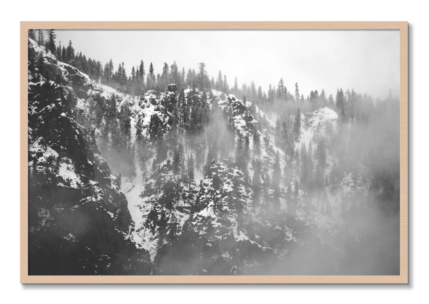 Framed photograph of SIerra Snow by Dylan Ozanich, Maple frame, Full Bleed