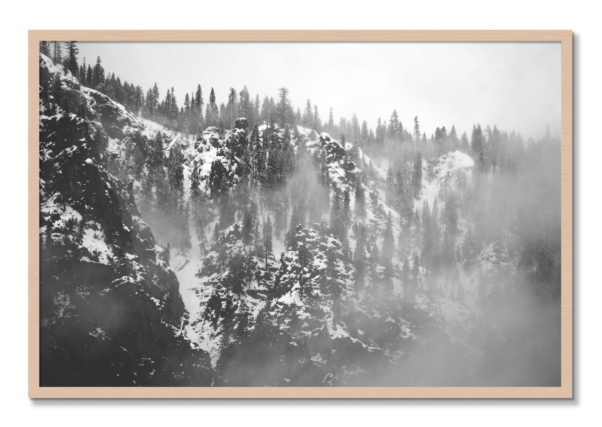 Framed photograph of SIerra Snow by Dylan Ozanich, Maple frame, Full Bleed