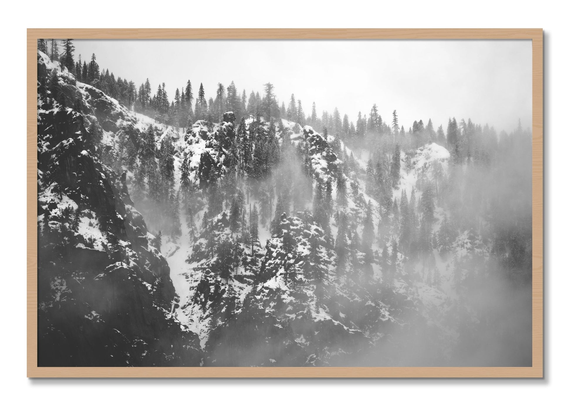 Framed photograph of SIerra Snow by Dylan Ozanich, Oak frame, Full Bleed