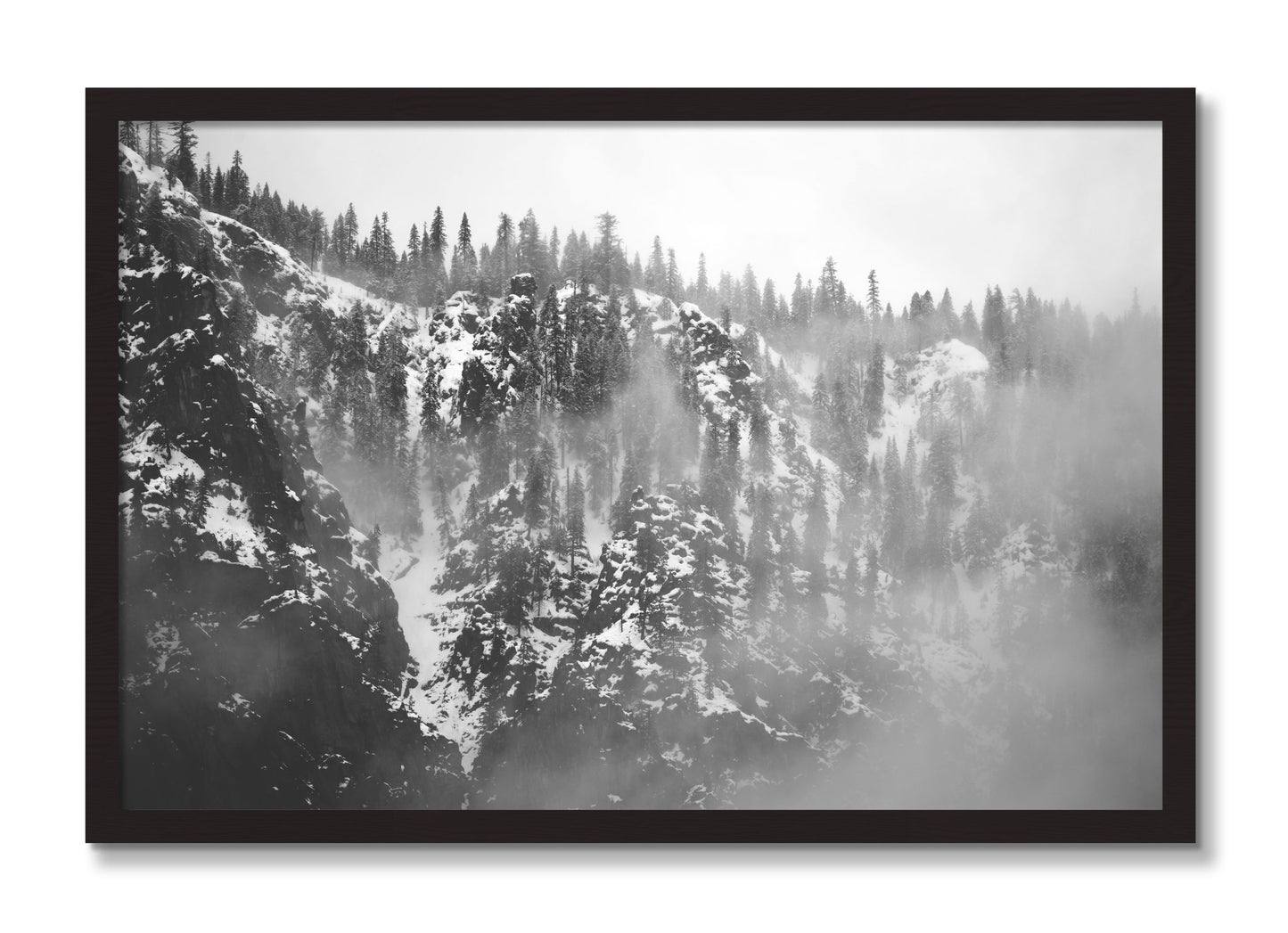 Framed photograph of SIerra Snow by Dylan Ozanich, Black Walnut frame, Full Bleed