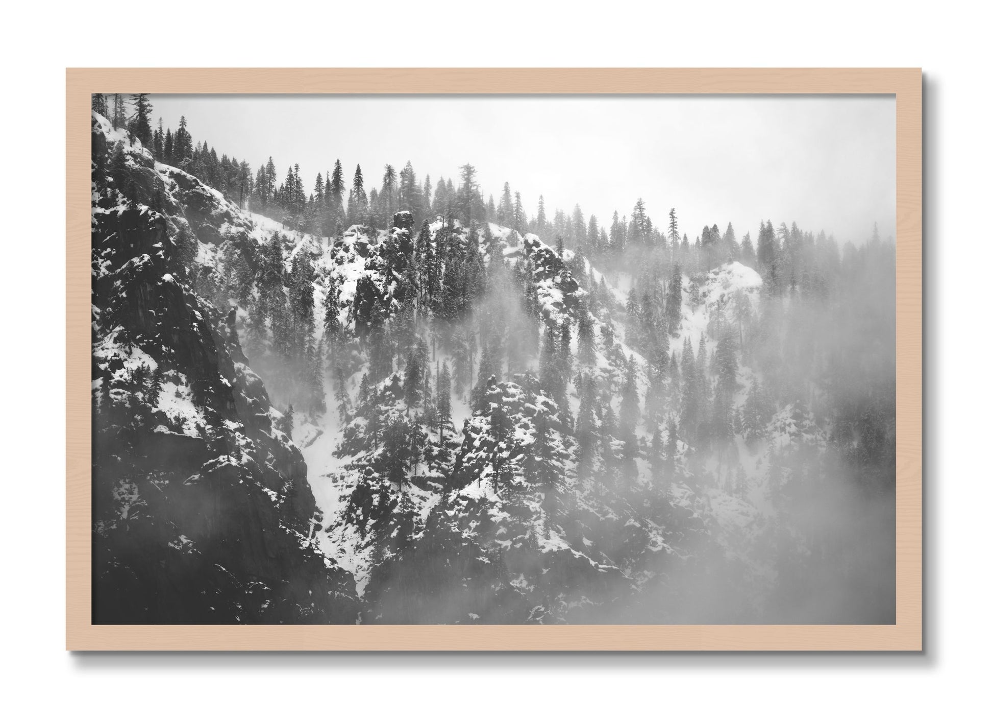 Framed photograph of SIerra Snow by Dylan Ozanich, Maple frame, Full Bleed