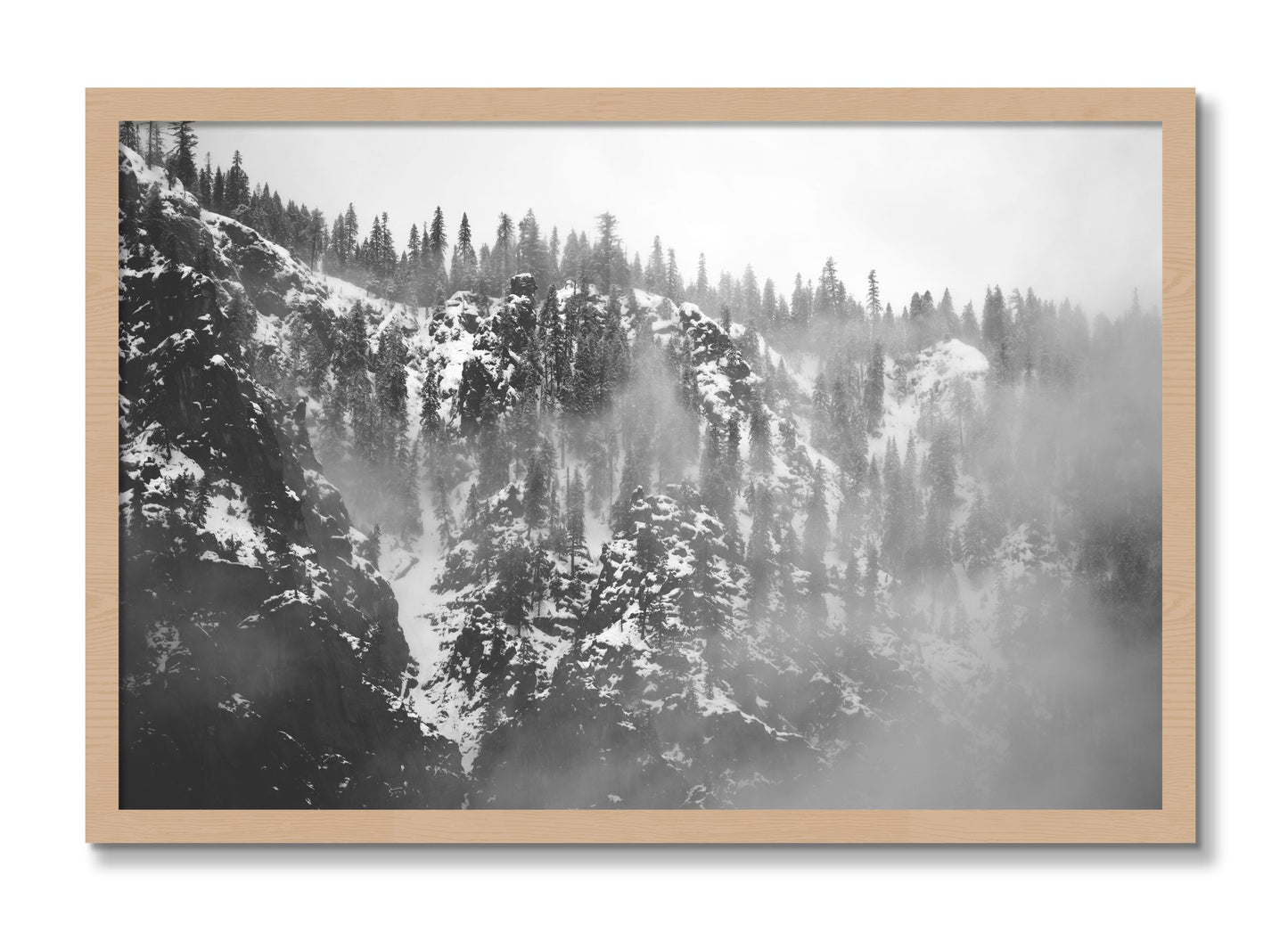 Framed photograph of SIerra Snow by Dylan Ozanich, Oak frame, Full Bleed