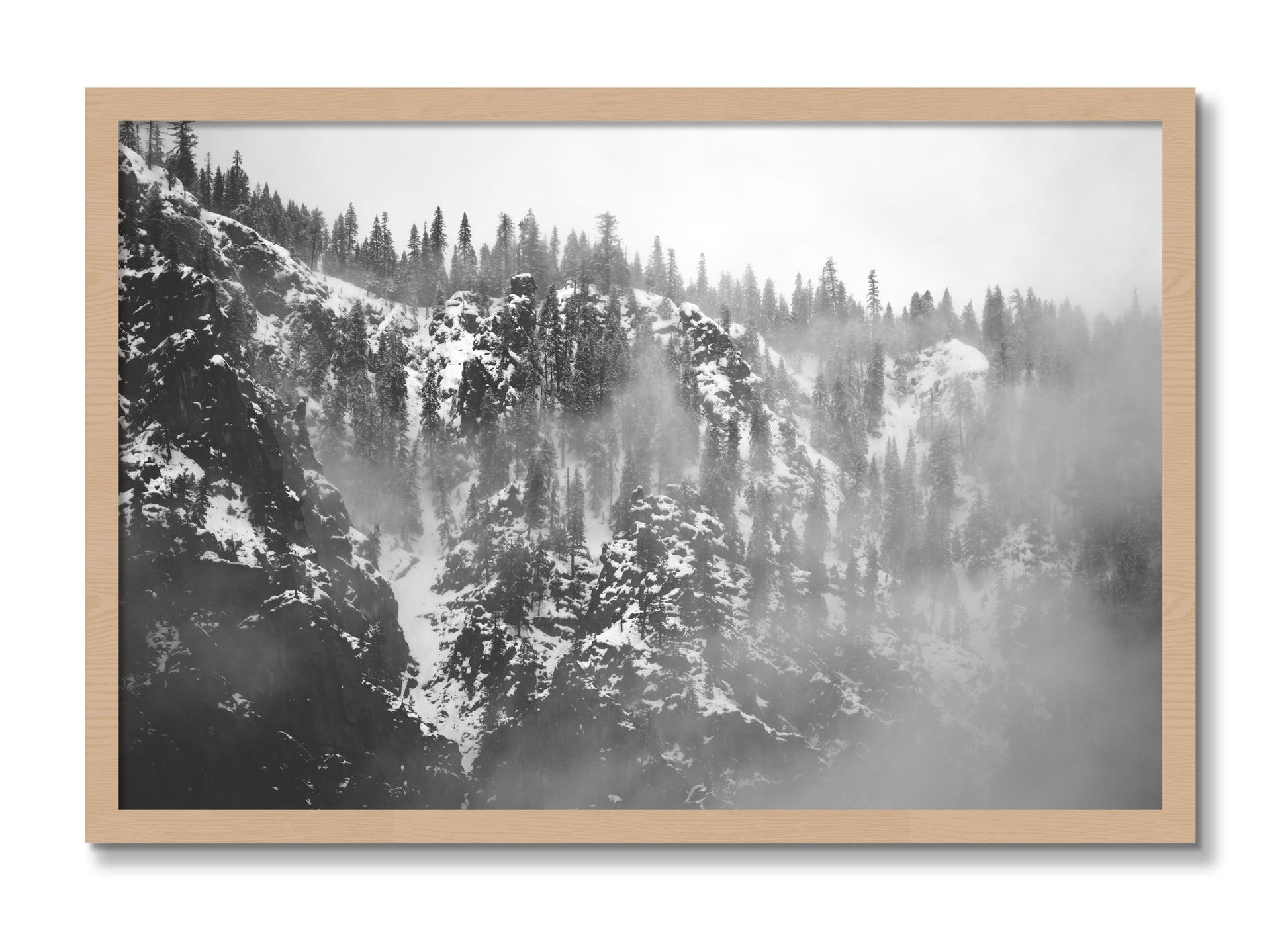 Framed photograph of SIerra Snow by Dylan Ozanich, Oak frame, Full Bleed