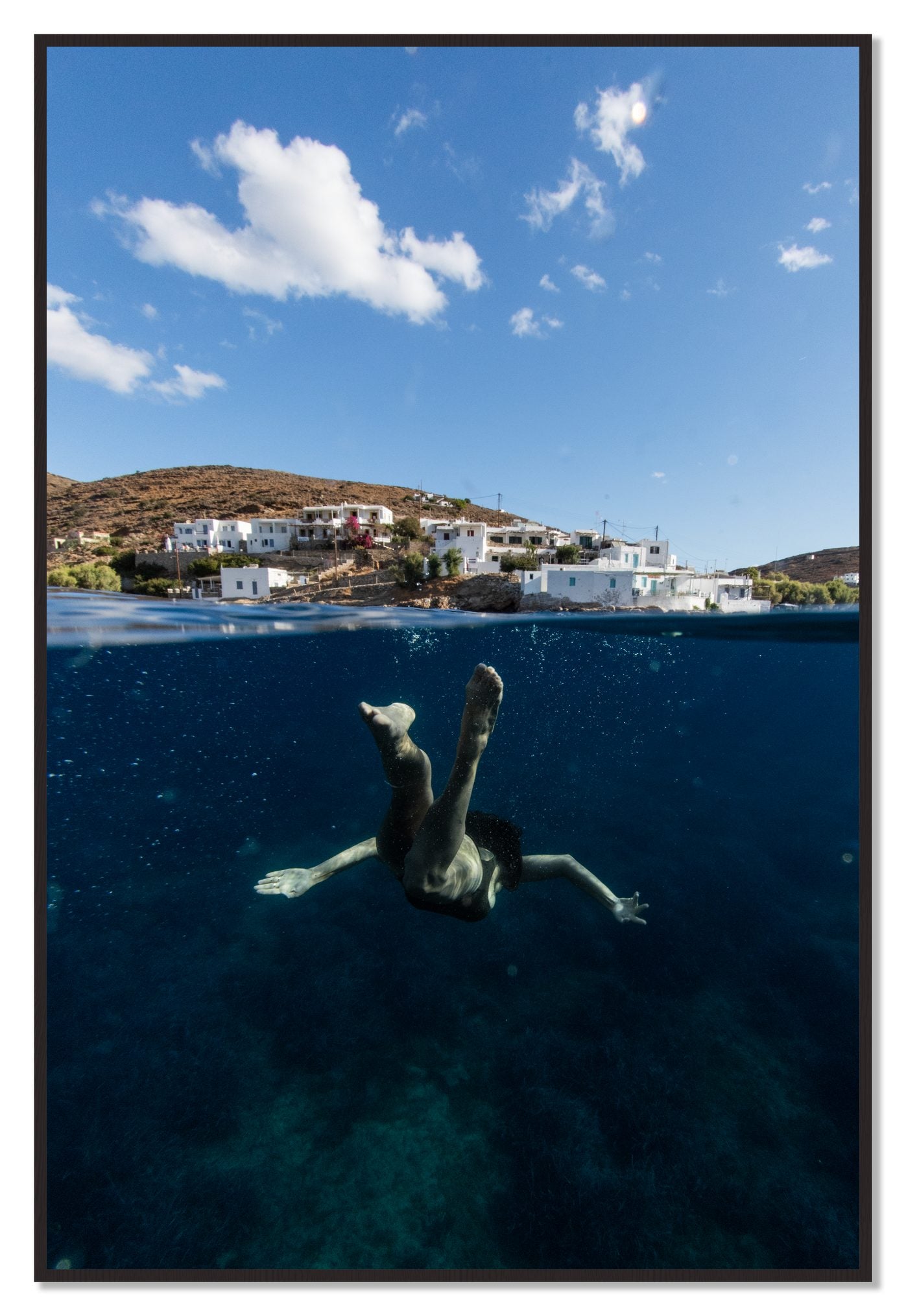 Split Sea by Dylan Ozanich, 48×72 Full Bleed Print in a Black Walnut frame