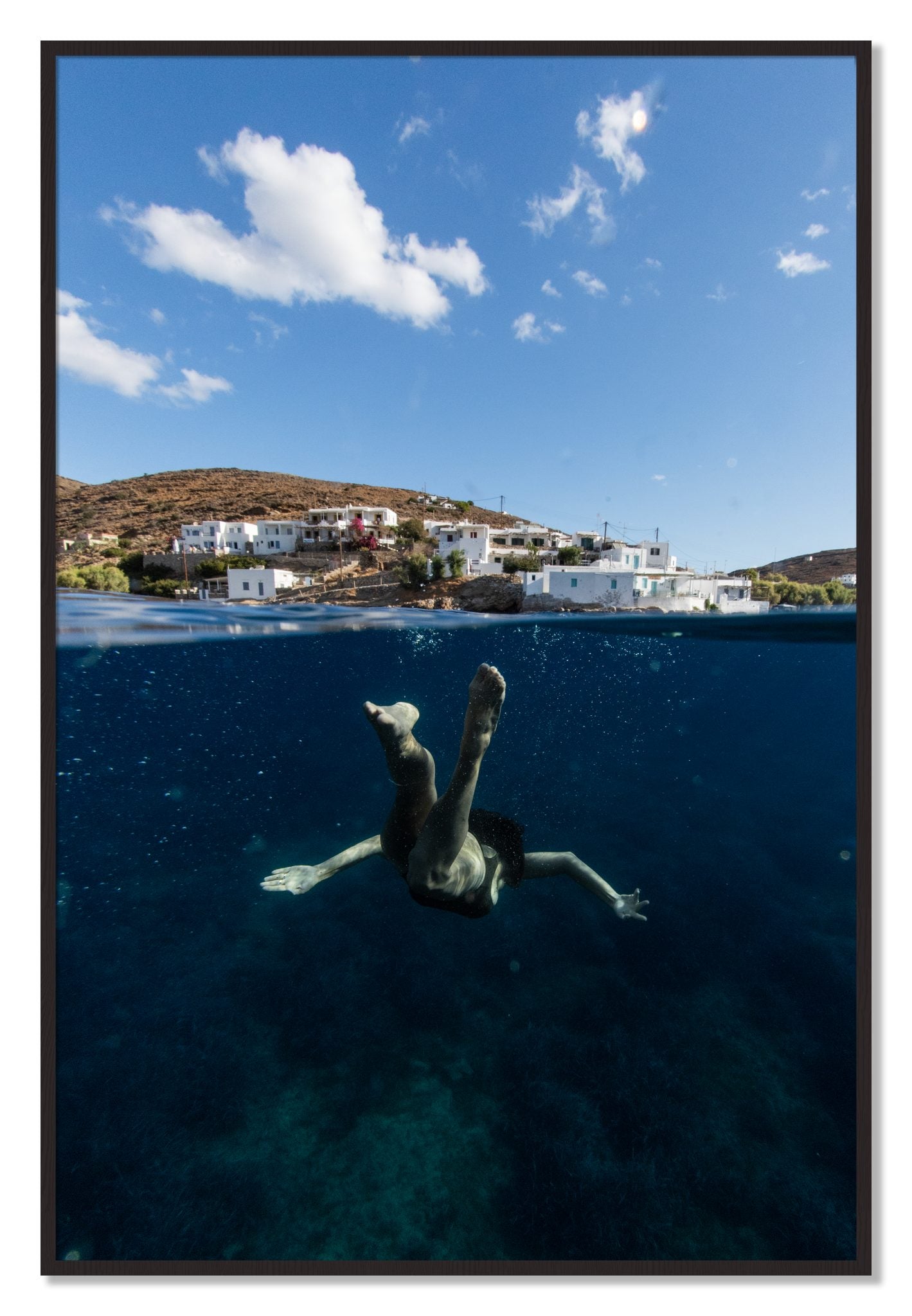 Framed photograph of Split Sea by Dylan Ozanich, Black Walnut frame, Full Bleed