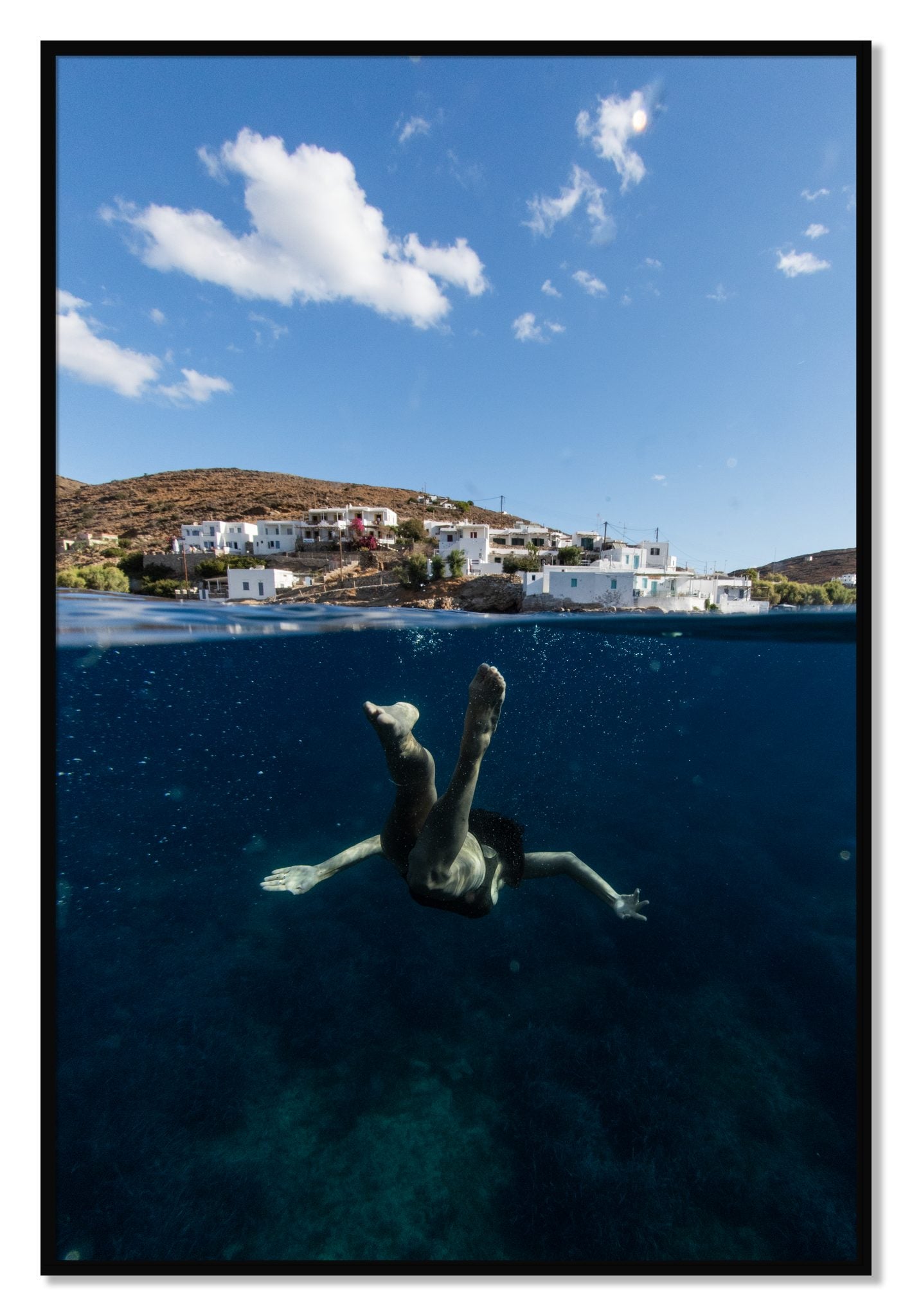 Framed photograph of Split Sea by Dylan Ozanich, Black frame, Full Bleed