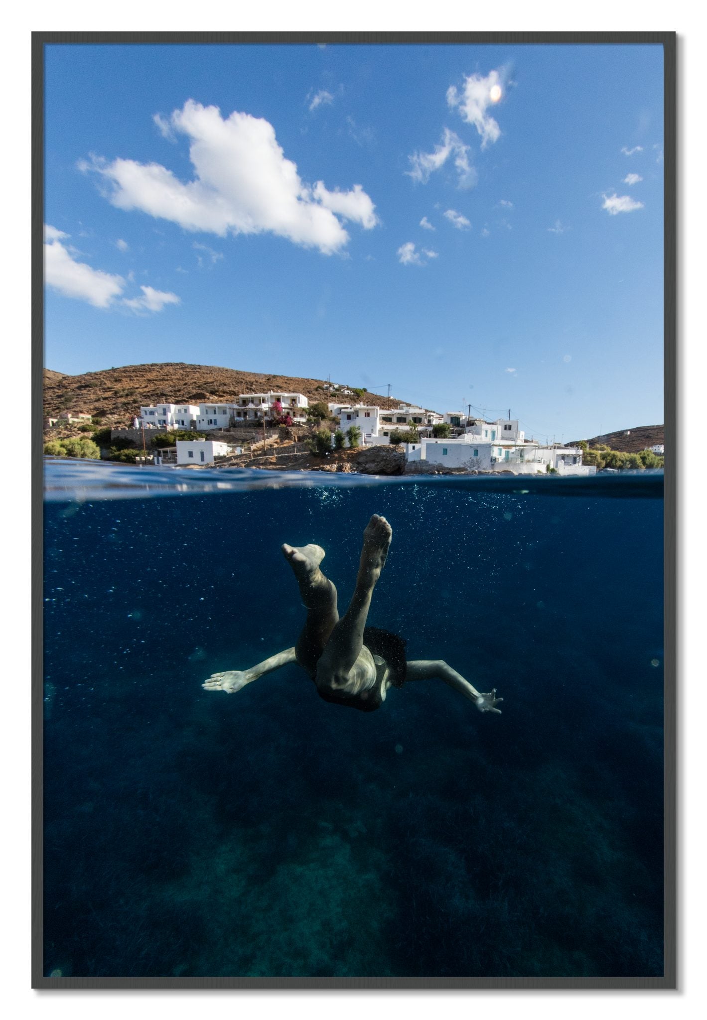 Framed photograph of Split Sea by Dylan Ozanich, Grey frame, Full Bleed