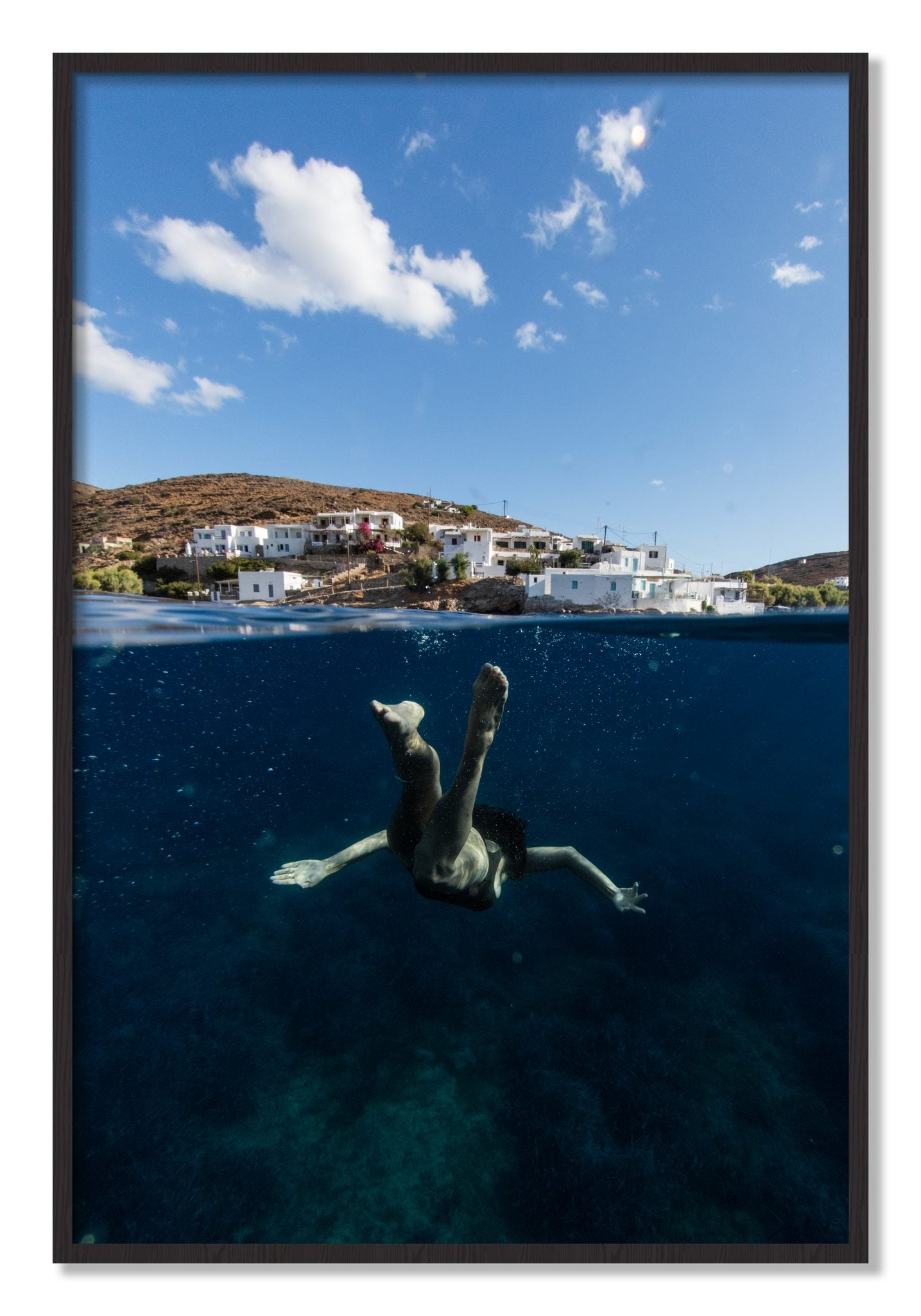 Framed photograph of Split Sea by Dylan Ozanich, Black Walnut frame, Full Bleed