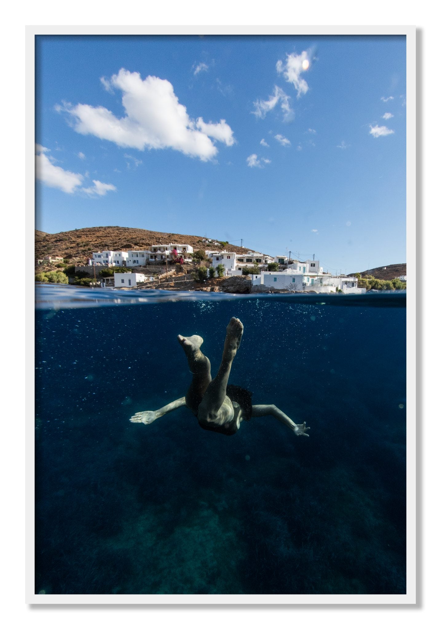 Framed photograph of Split Sea by Dylan Ozanich, White frame, Full Bleed