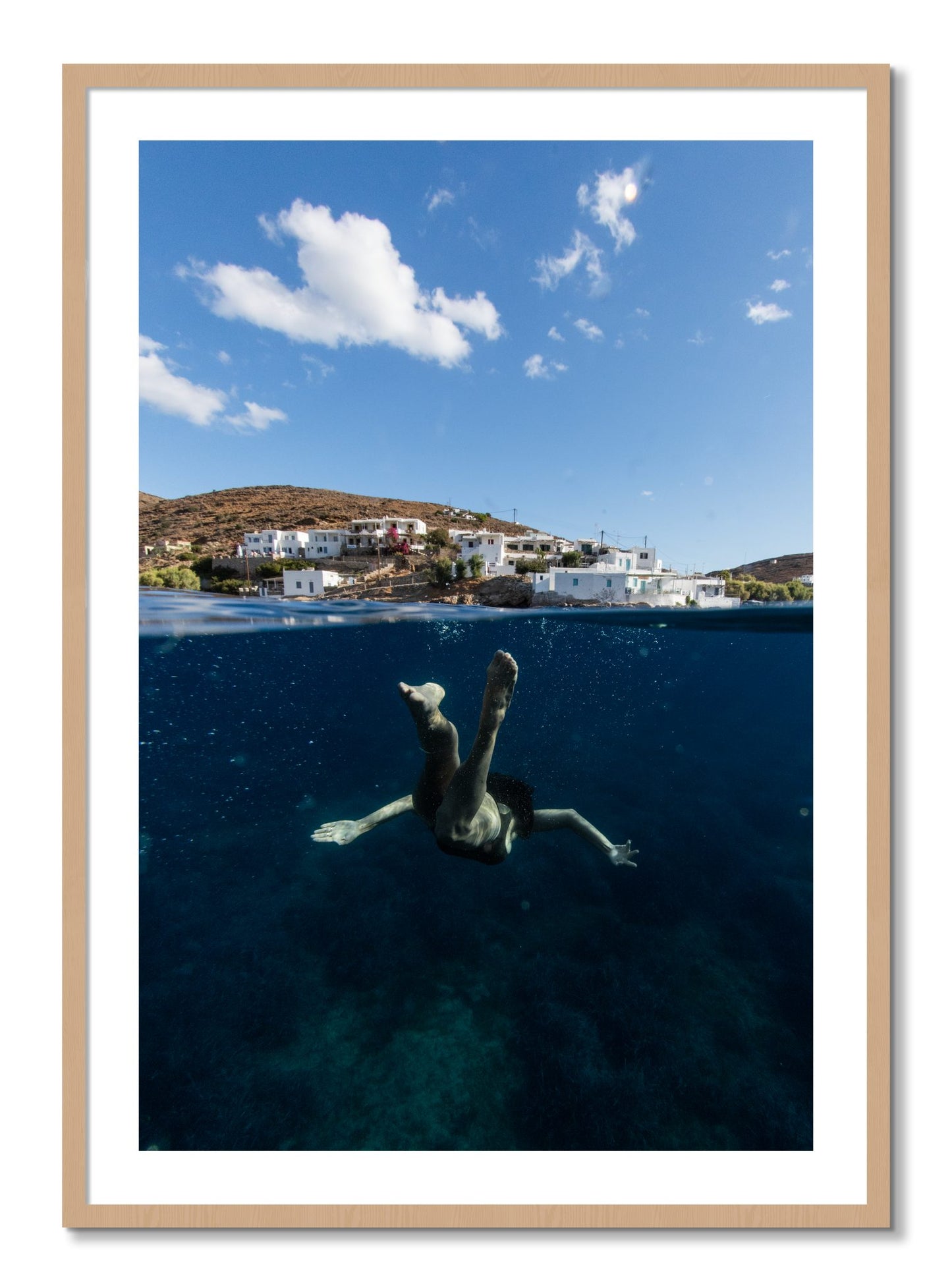 Framed photograph of Split Sea by Dylan Ozanich, Oak frame, Borders