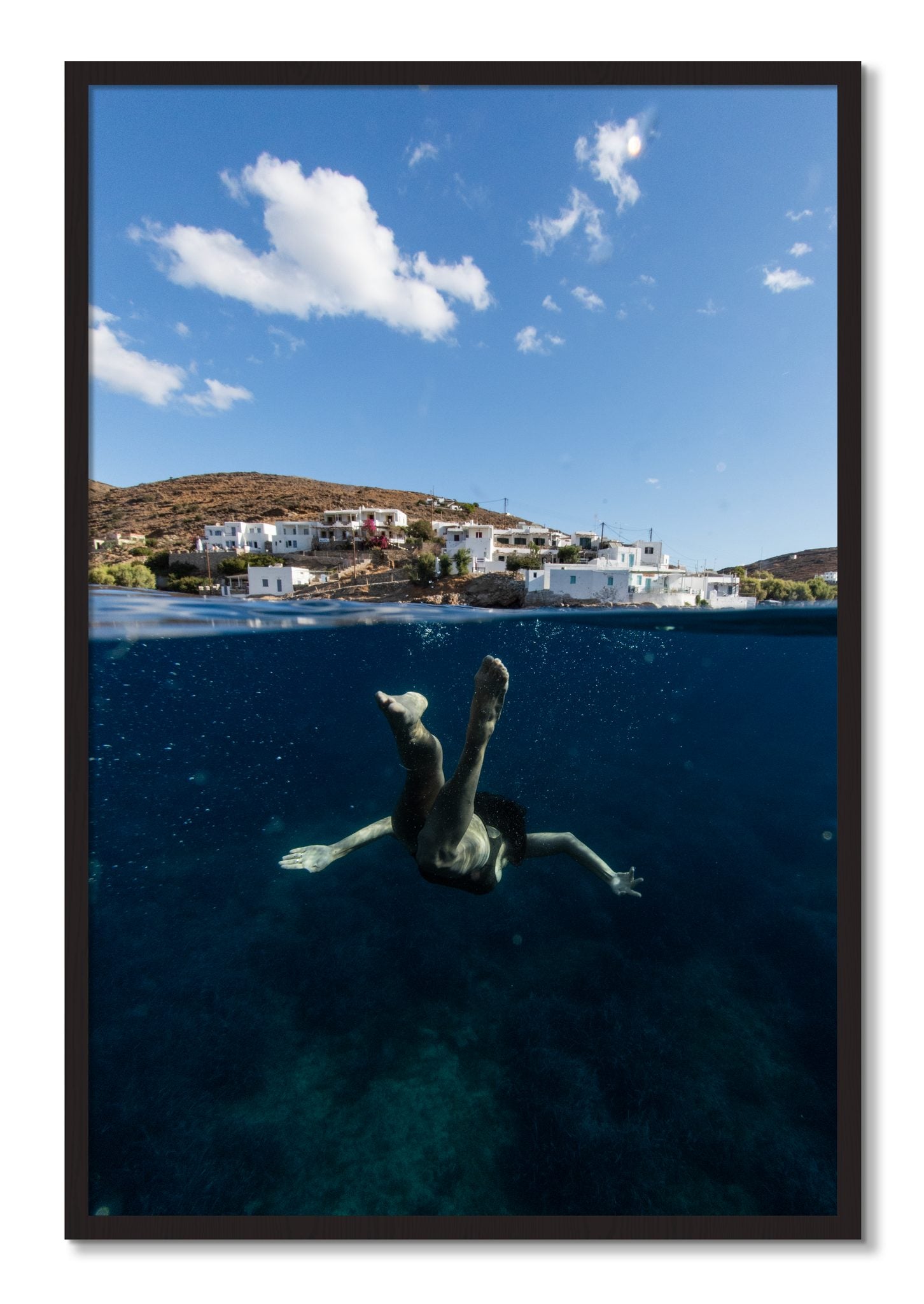 Framed photograph of Split Sea by Dylan Ozanich, Black Walnut frame, Full Bleed