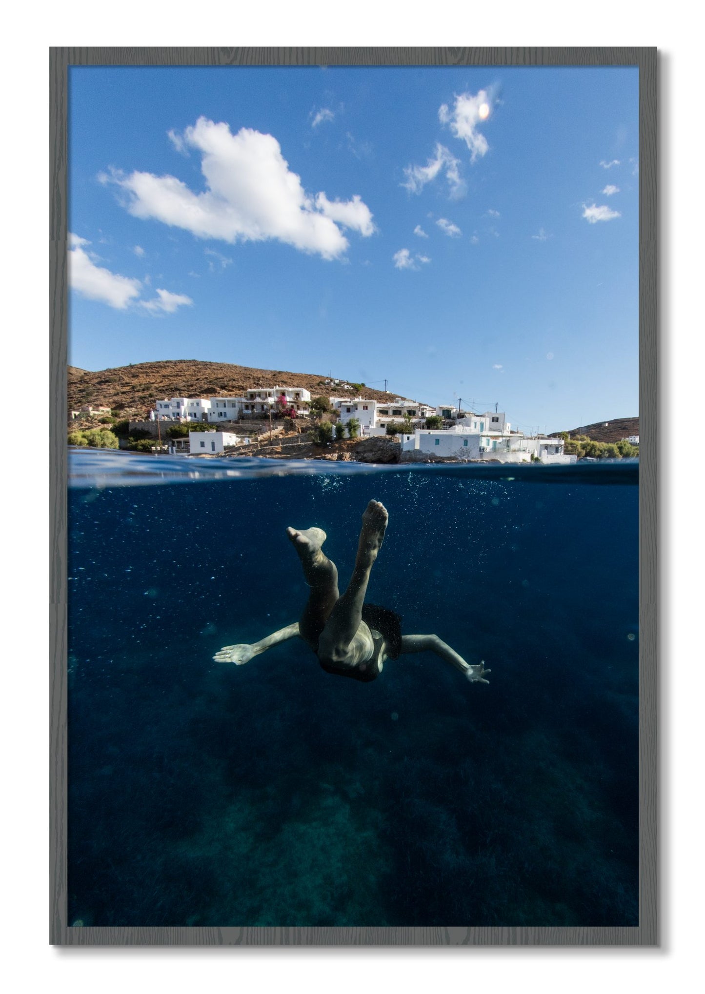 Framed photograph of Split Sea by Dylan Ozanich, Grey frame, Full Bleed