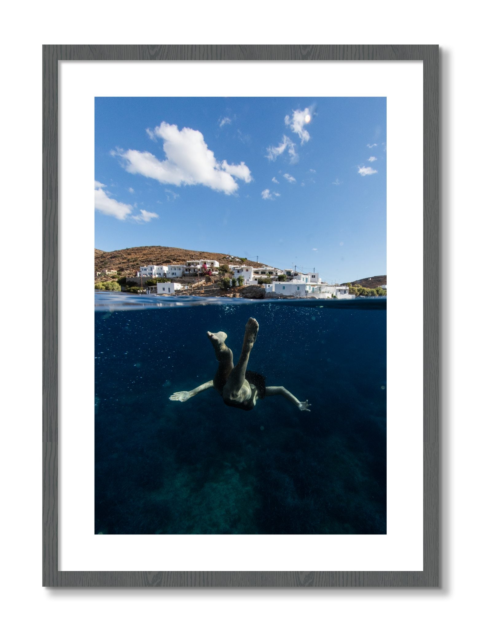 Framed photograph of Split Sea by Dylan Ozanich, Grey frame, Borders