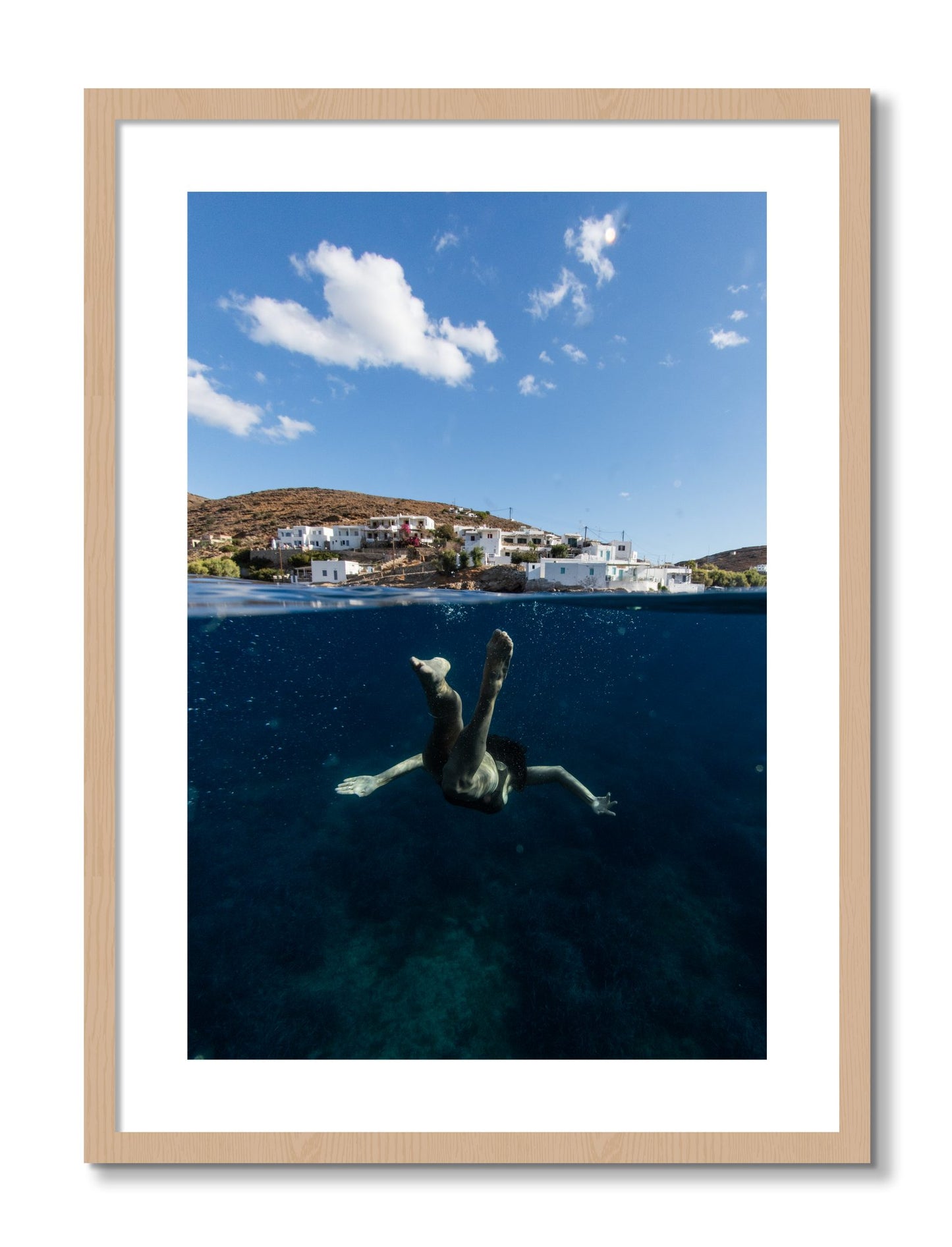Framed photograph of Split Sea by Dylan Ozanich, Oak frame, Borders