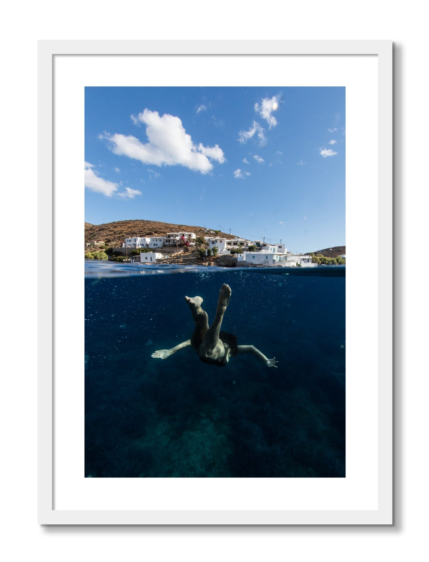 Framed photograph of Split Sea by Dylan Ozanich, White frame, Borders