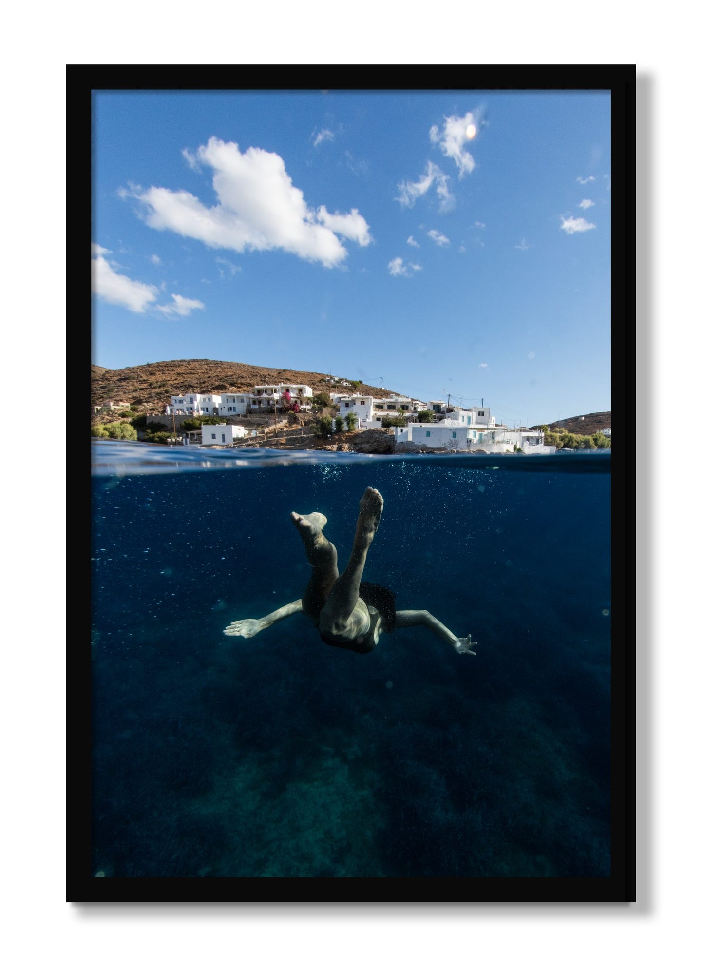 Framed photograph of Split Sea by Dylan Ozanich, Black frame, Full Bleed