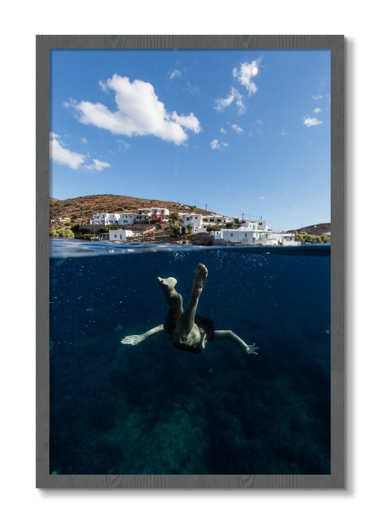 Framed photograph of Split Sea by Dylan Ozanich, Grey frame, Full Bleed
