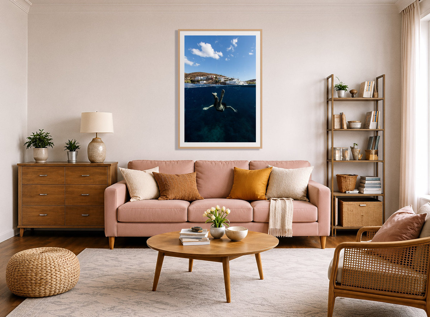 Framed photograph of Split Sea by Dylan Ozanich displayed on a wall