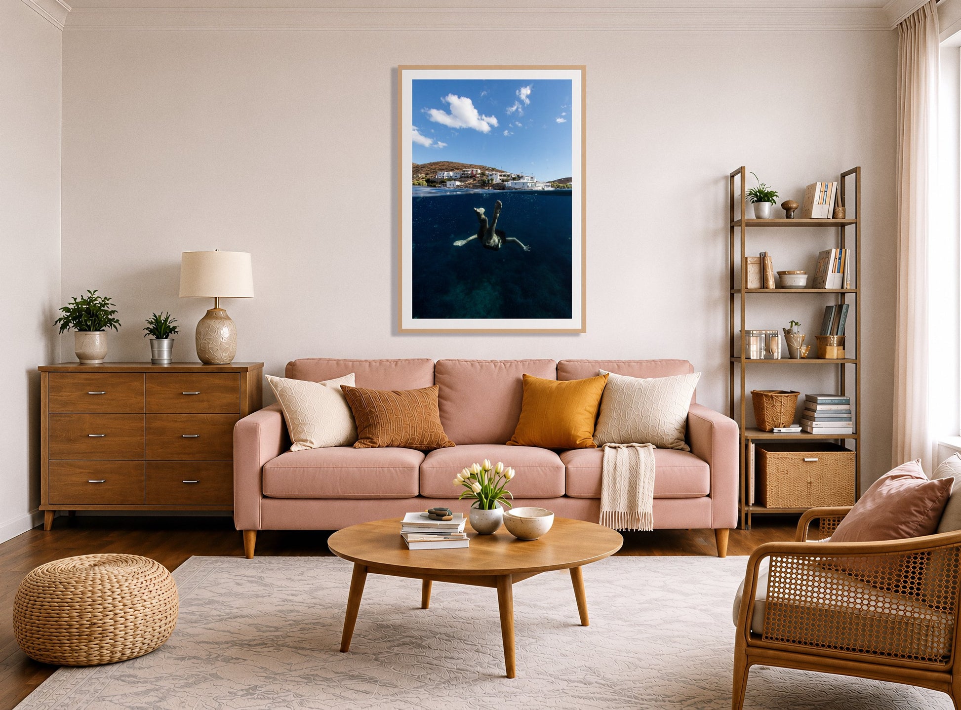 Framed photograph of Split Sea by Dylan Ozanich displayed on a wall