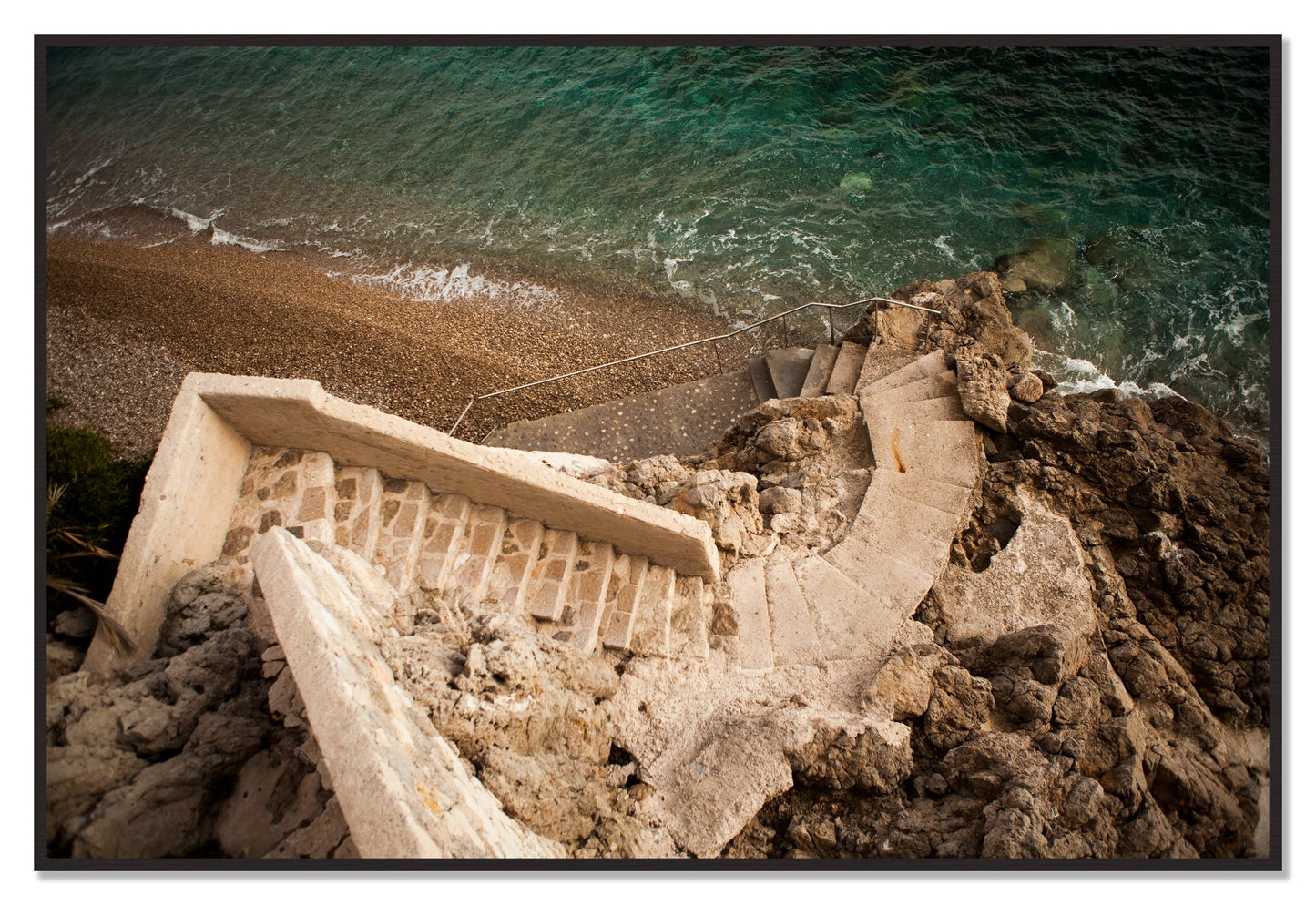Stairs From Monaco by Dylan Ozanich, 48×72 Full Bleed Print in a Black Walnut frame