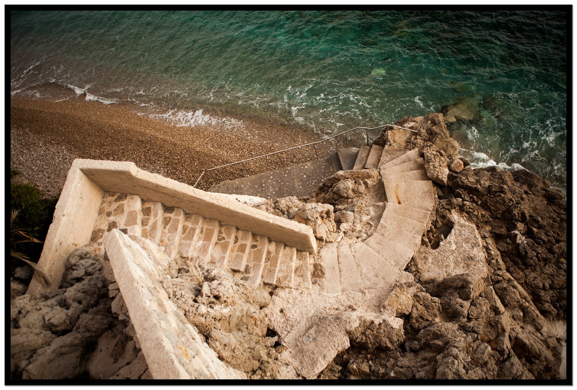 Stairs From Monaco by Dylan Ozanich, 48×72 Full Bleed Print in a Black frame