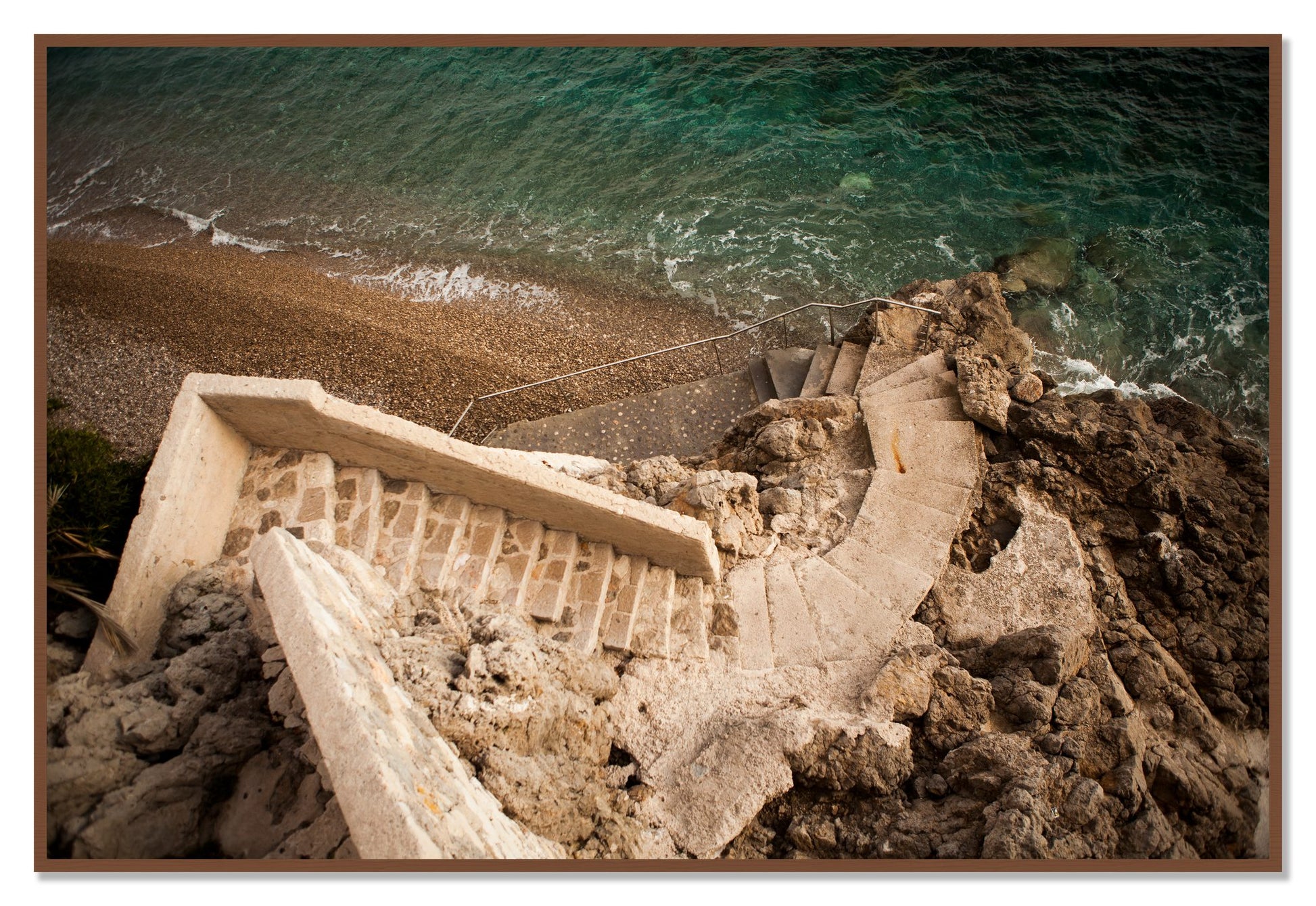 Stairs From Monaco by Dylan Ozanich, 48×72 Full Bleed Print in a Walnut frame