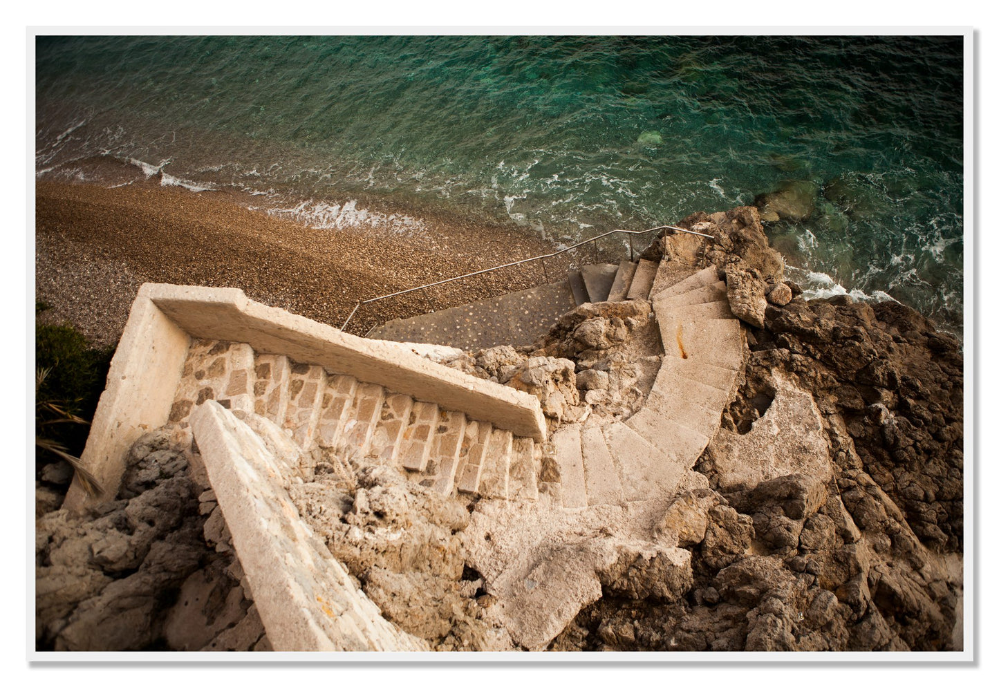 Stairs From Monaco by Dylan Ozanich, 48×72 Full Bleed Print in a White frame